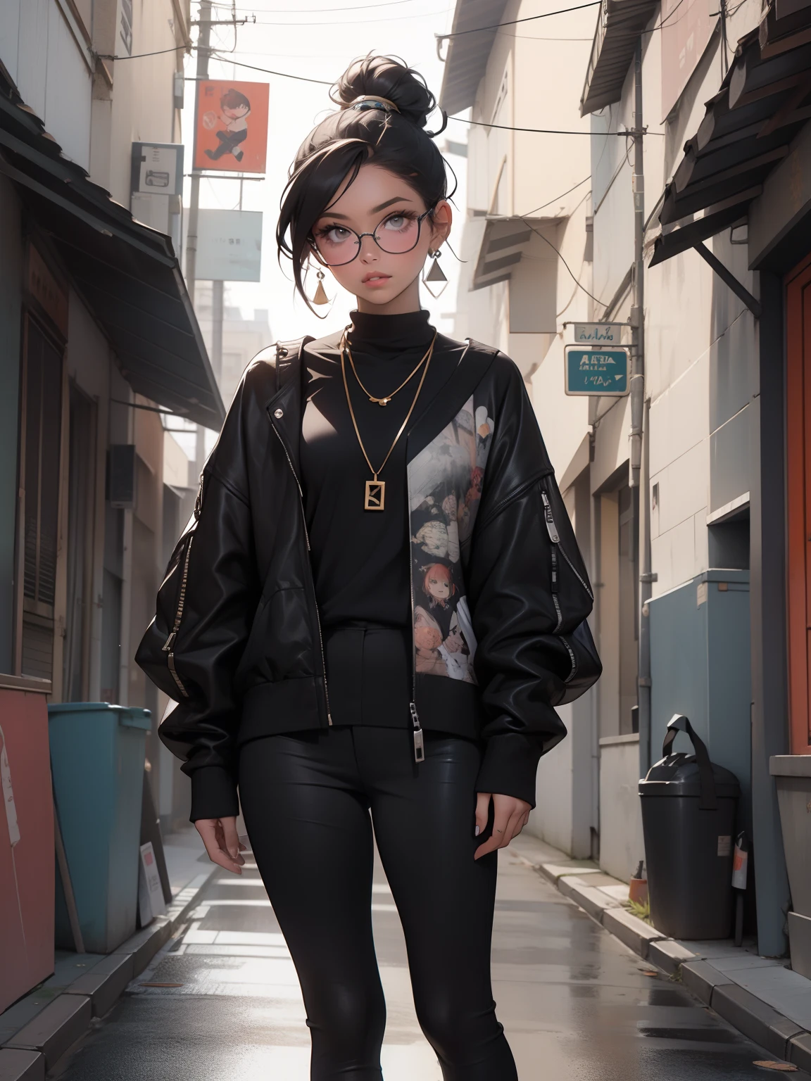 corpo todo, maquiagem, mascara, Lips are soft or colored, fundo preto simples, minimalismo, monotone, paletas de cores simples, limpo, Crisp drawings, silhuetas fluidas, punk , half pants, roupa rasgada, Rocha, Saia, Asymmetric, geometric, roupas de praia, Simple and minimalist accessories, Necklaces and thin rings in silver or gold, Pulseiras simples, Designs diferentes,  silhuetas simples, Estilo Diesel, garota punk, minimalismo, materiais de alta qualidade, Fresh and urban printing, alta moda, Moda punk, camisa de banda, cor preta, sexy, eyeglass, moda oversized, roupa larga, estampa