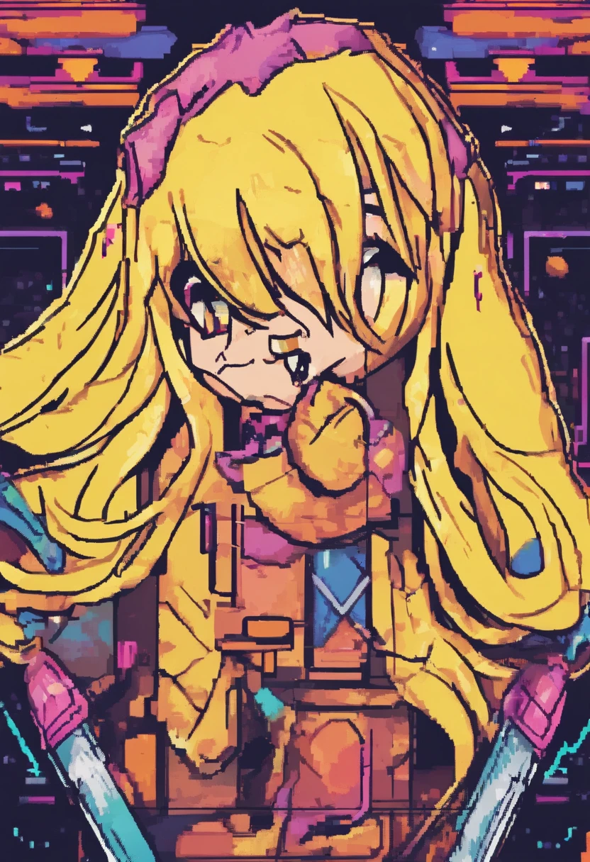 <lora:pxxl-000007:0.8>pxxl girl, large breasts, cat, pixel art, video game, pixelated, neon, psychedelic, eyes closed