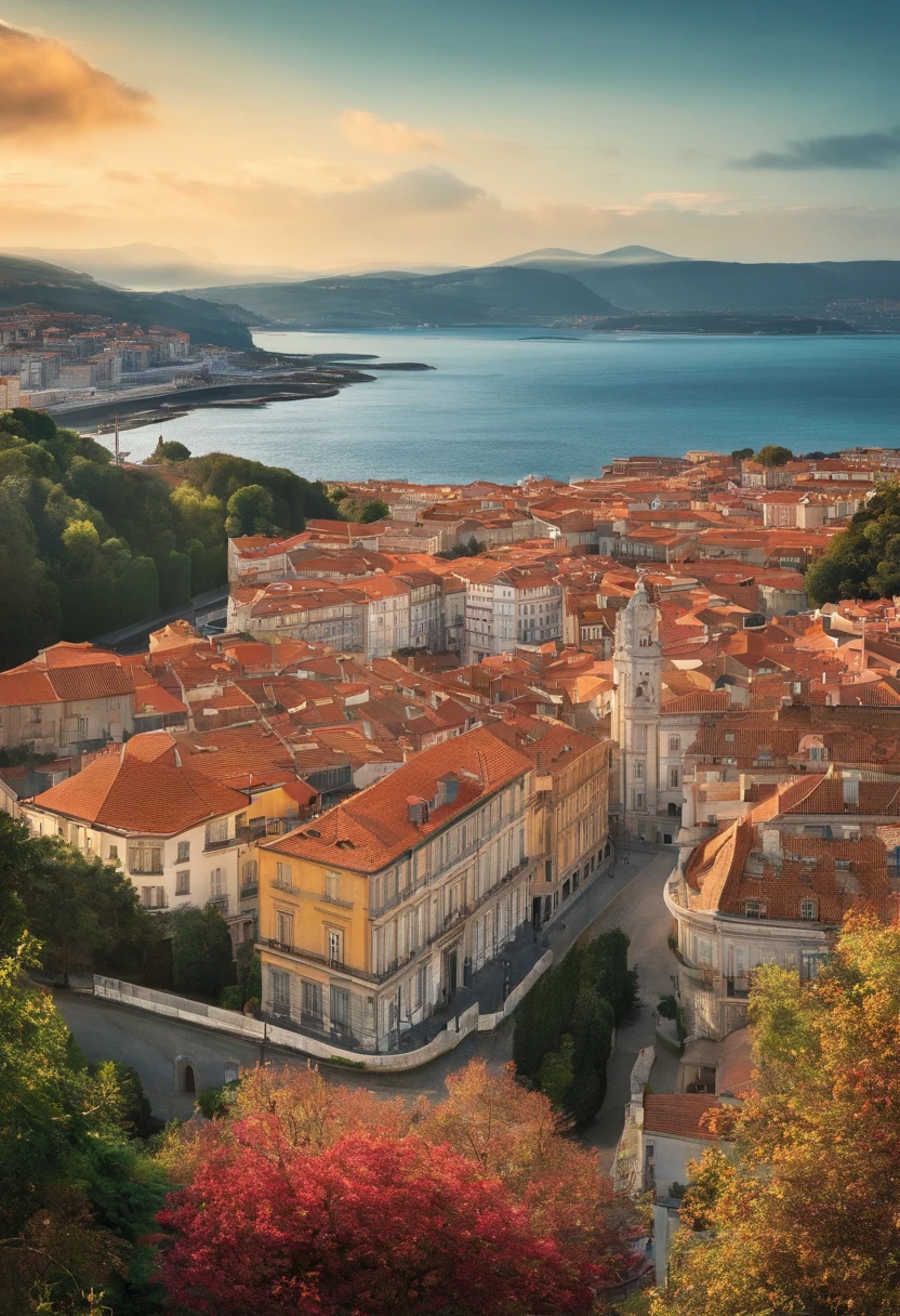 Create an illustrative image with the following information: Cidade de Vigo, Matim Codax e o Trovadorismo.