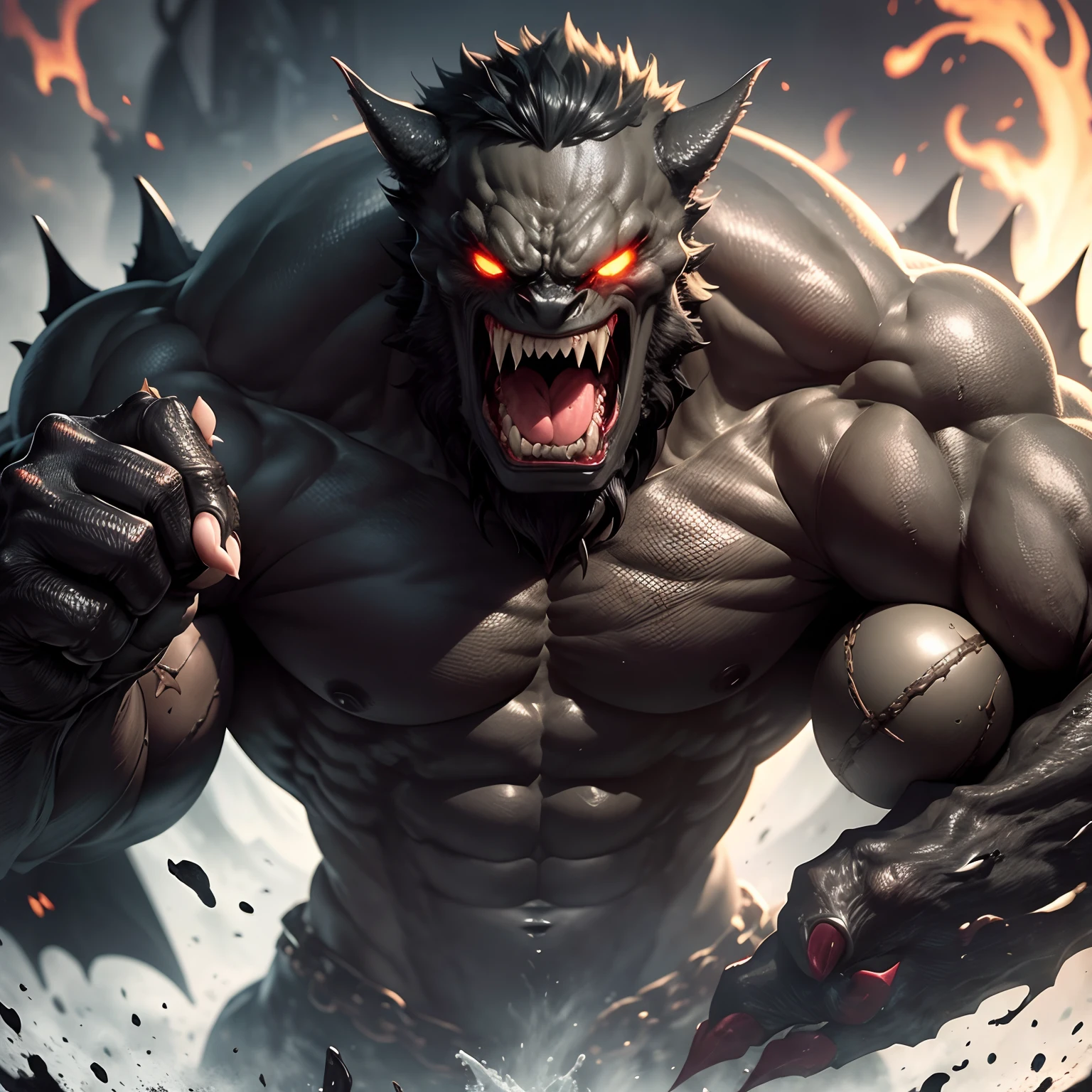 Black Monster Slurry, Huge, claws, large muscle mass, fangs