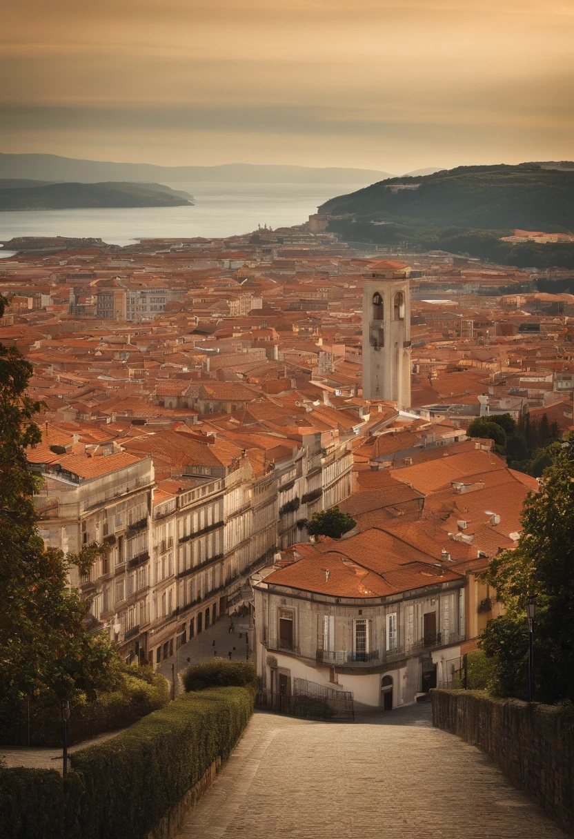 Create an illustrative image with the following information: Cidade de Vigo, Martim Codax e o Trovadorismo