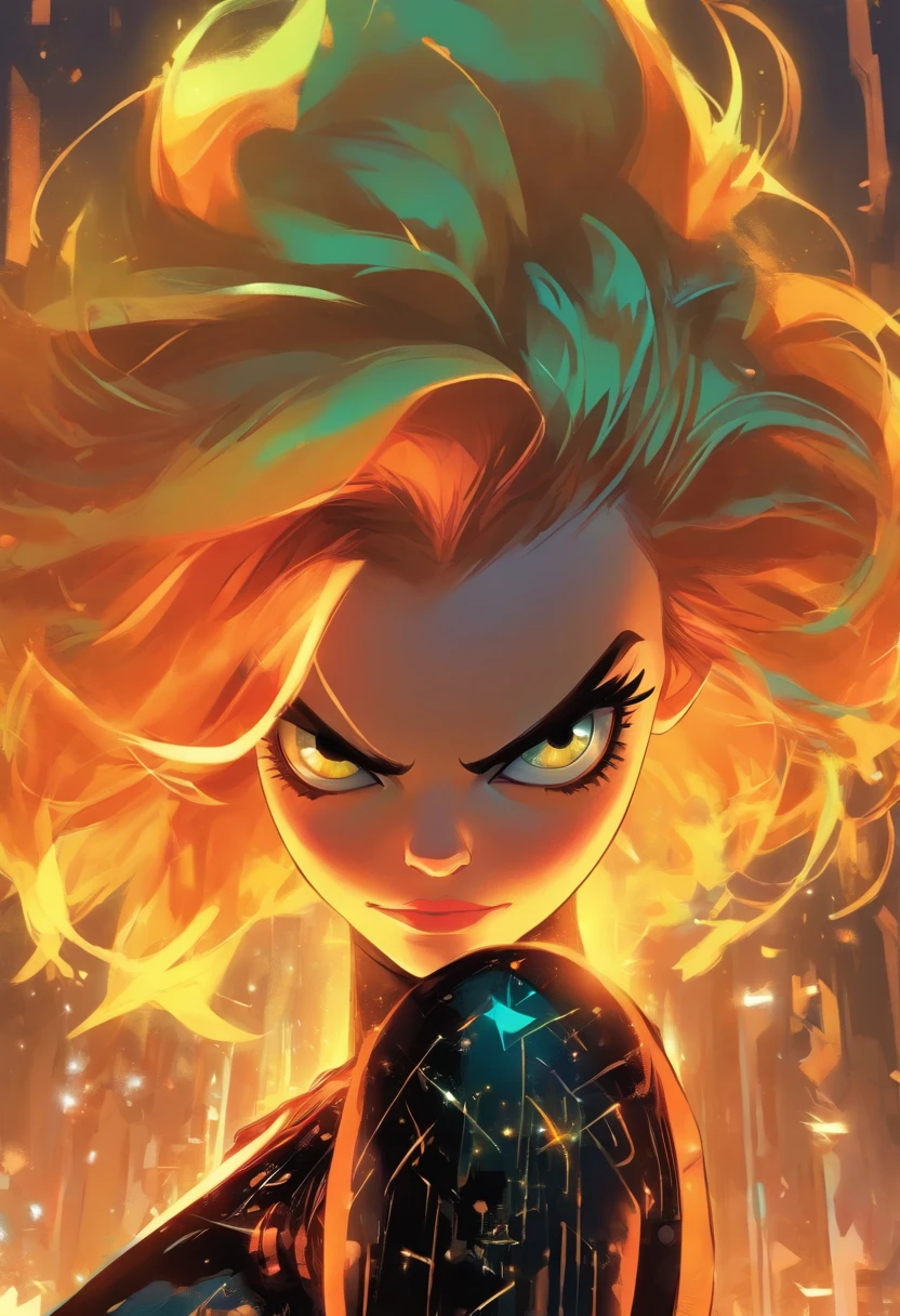 Retrato de Emma Stone, cabelos prateados, olhos amarelos, pele branca, uma donzela feminina, ((Capa preta)), cabelos prateados, corte de cabelo fauxhawk, feroz, Badass, orgulhoso, olhos frios e brilhantes, Warpaint, Dark church ruin, cold sunset, majestosa pose heroica, d&d, intrincado, abstrair, patterns, altamente detalhado, Ilustrativos, vibrante, Pintura, epics, majestoso, magica, arte de fantasia, arte da capa, sonhador, master part, Premiado, etiqueta, fantasia, sonhador, vector illustration, 2d plano, Centrado, profissional, Elegante, moderno, Minimalista, graphic, arte de linha, Vector graphics