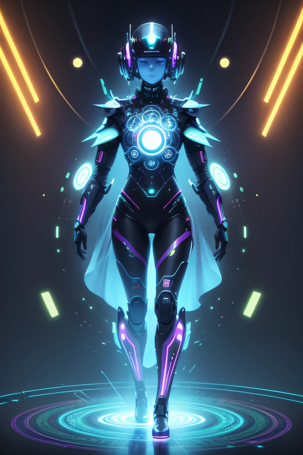 a psychedelic metaphysic vision of technology for the future lot of failled and lot ot textured, AI in it