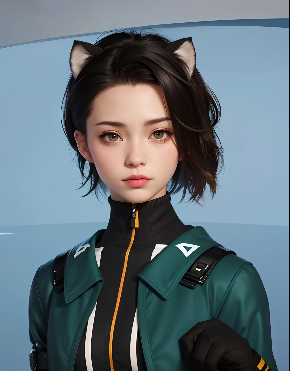 a close up of a person wearing a cat ear and a jacket, female character, woman with cat ears, katana zero video game character, close up character, realistic anime 3 d style, girl with cat ears, as overwatch character, headshot of young female furry, anime styled 3d, character close up, as an overwatch character, 8 k character details