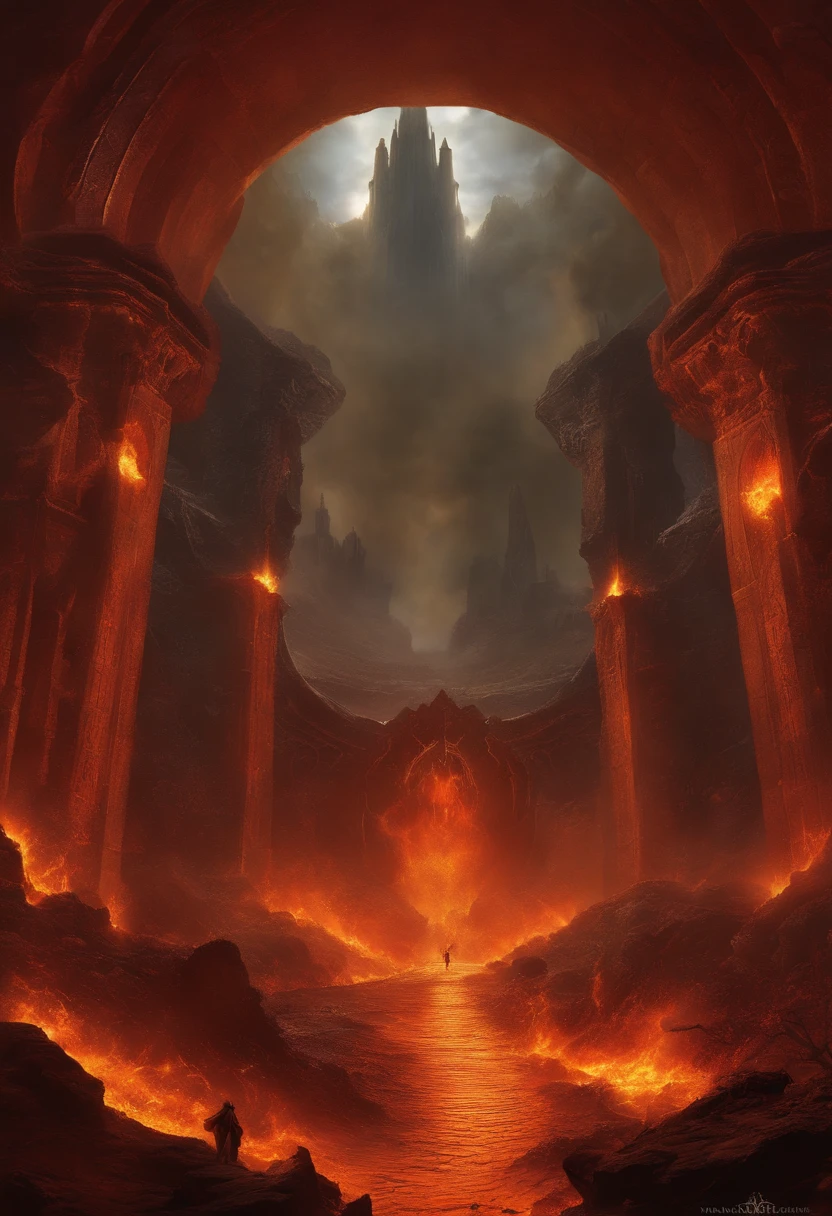 , Hellscape, Hell's Valley, the final battle in hell, The landscape of the Book of Revelation!!!!!, mustafar, Hellish ruins, ! The landscape of the Book of Revelation!!, Amazing d & D The Art of the Dark Sun, portal to hell, portal to hell, World of Warcraft art, Rescue from the underworld!!!!!!