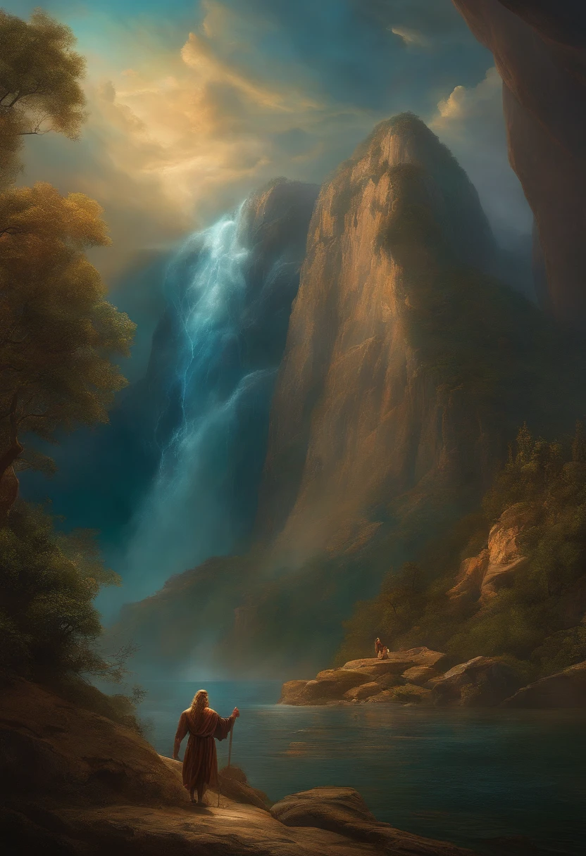 crie uma pintura de Zeus mostrando seu poder
