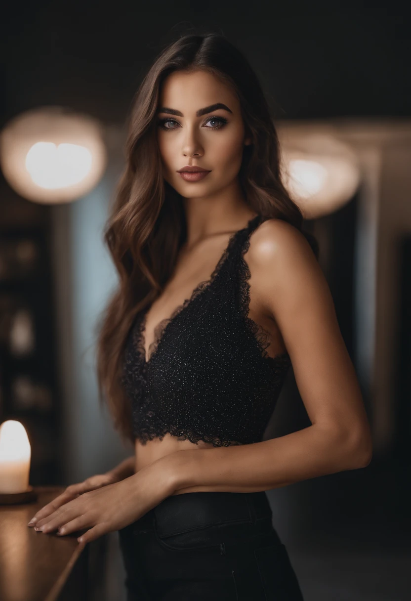 Arafed Frau komplett , Sexy girl with brown eyes, Ultra-realistisch, Akribisch detailliert, portrait sophie mudd, brown hair and big eyes, Full body of a young woman, Dubai Augen, Violet Myers, Frei von Make-up, Natural makeup, Blick direkt in die Kamera, Gesicht mit Artgram, Dezentes Make-up, Great photo of the whole body in the mall, , medium to large bust size. In beautiful open high heels, with shopping bag in hand. full-body shot