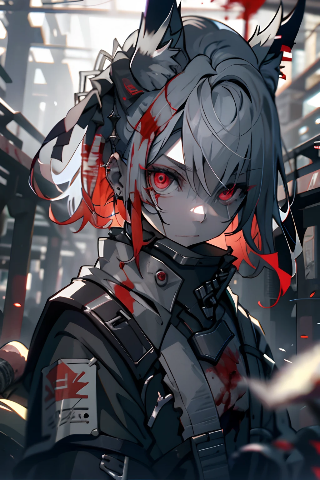 dead body、Blood everywhere、blood splashing、dark hue、Red hue、Eye of Fire