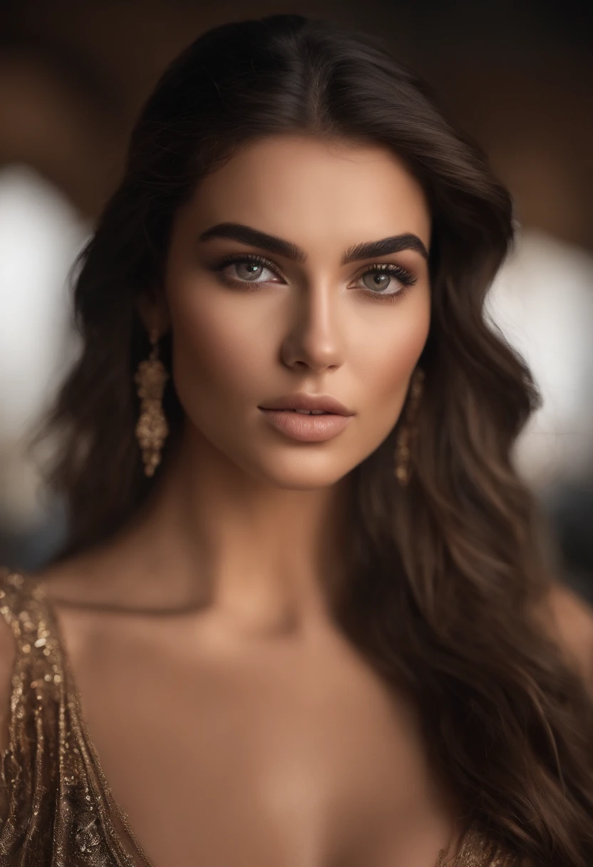Arafed woman completely , fille sexy avec grosse poitrine aux yeux bruns, ultra realist, Meticulously detailed, Portrait Kendal Jenner, cheveux ???? et grands yeux, selfie of a young woman, Dubai Eyes, sans maquillage, maquillage naturel, looking straight at camera, Visage avec Artgram, Maquillage subtil, Superbe photo du corps entier debout, dans le salon, Medium to large bust
