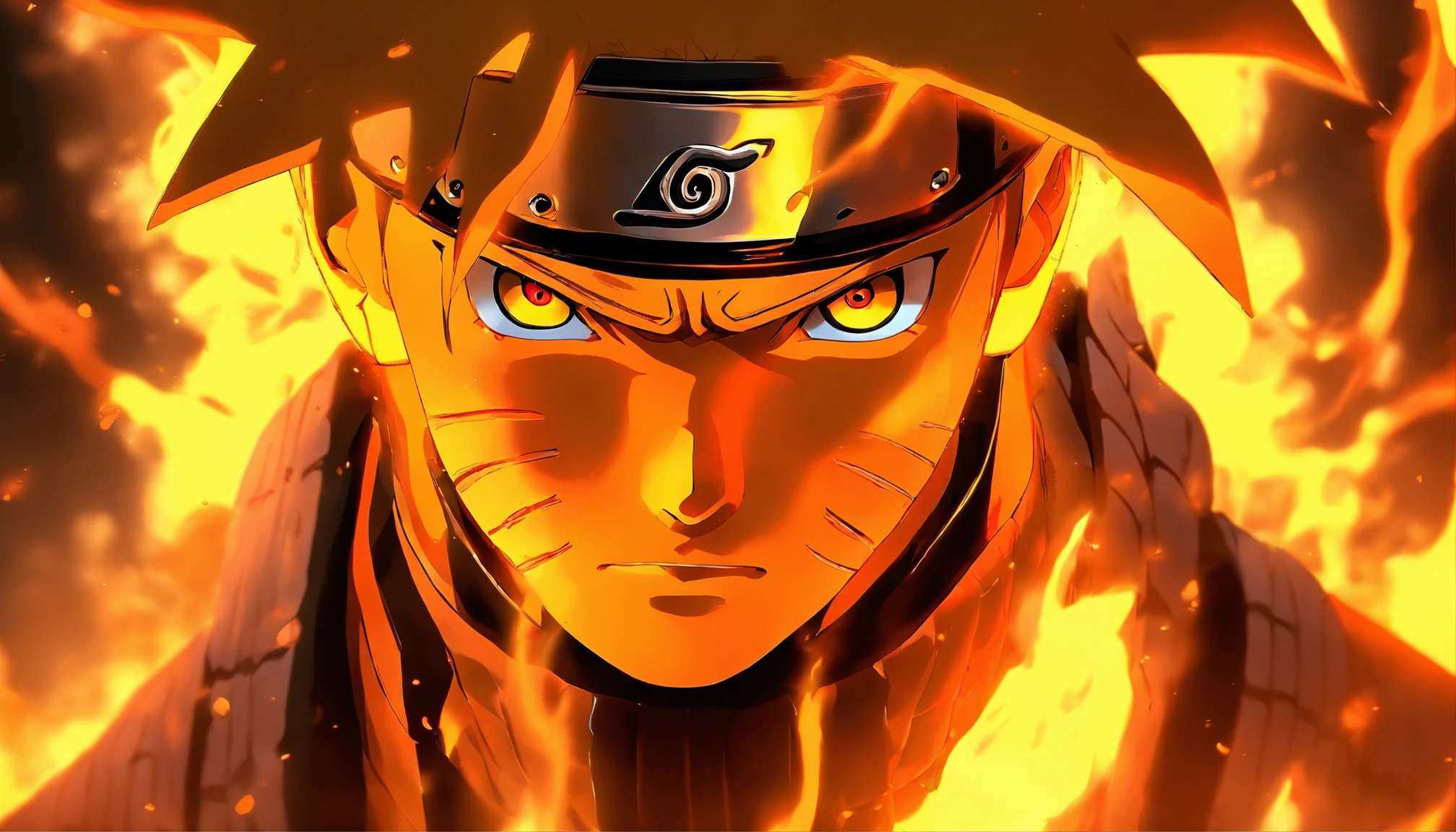 naruto uzumaki, modo kyuubi, dominar, retrato, cara furiosa, vivid colors, foco nítido, Estilo anime, tons de cor vermelho e laranja, dramatic lighting.