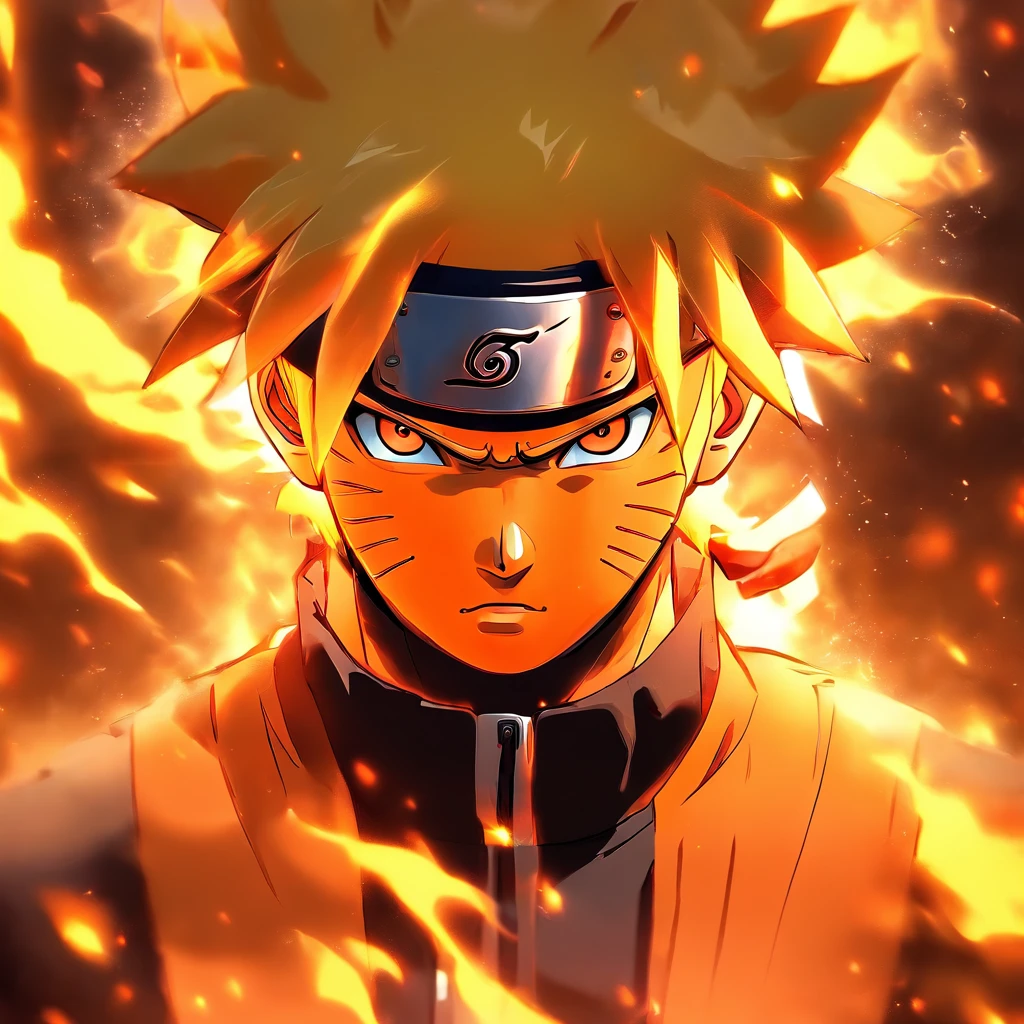 naruto uzumaki, modo kyuubi, dominar, retrato, cara furiosa, vivid colors, foco nítido, Estilo anime, tons de cor vermelho e laranja, dramatic lighting.