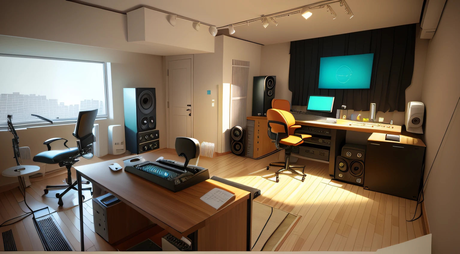 audio studio in background, audio studio interior, audio studio, hd illustration, indoor background, sale recorder , sound music environment, an empty hallway