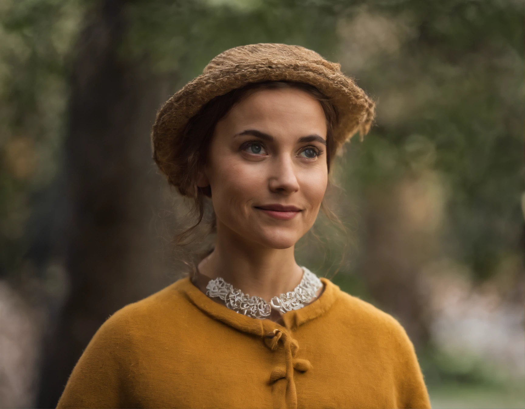 Cinquenta anos,Mulher temperamental,cachos naturais,medium and medium-length hair,olhos grandes,ponte do nariz alto,Sorriso leve,Brincos vintage,vestidos de turno,foto busto,Estilo Disney Pixar,a sense of atmosphere,super HD
