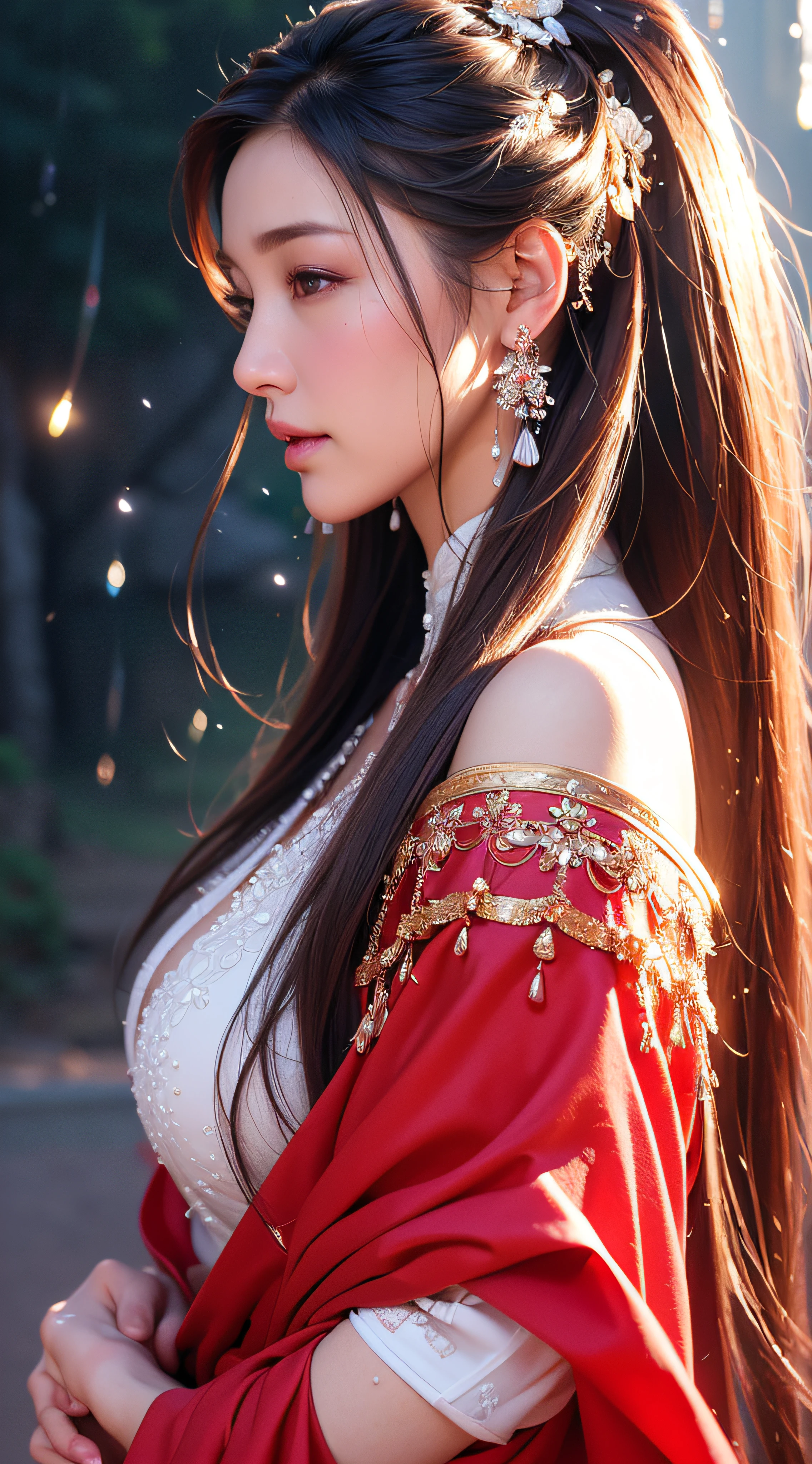 Gilded Chinese Palace,looki at viewer,depth of fields,bokeh dof,light falling,((A MILF))、pregnant woman、Red dress transparent lingerie、one-girl、Red shirt、a black skirt、huge-breasted、 with brown eye、(long whitr hair、brunette color hair、Very straight hair:1.4、hime-cut:1.4)、Earrings necklace、pouty、 A picture、tmasterpiece、top-quality、NFFSW、A high resolution、realistic detail、glistning skin、Mature figure、Plump body、crisp breasts、perfect bodies、wide waist、Extremely colorful、looking at viewert、hyper realisitc、From the front side、watercolor paiting、Traditional media、(color difference、intricately details)、dynamicposes、dynamic ungle、 40k、NFFSW、A high resolution、From the angle from below、ancient Chinese costume、Ancient Chinese hairstyle、Upward hairstyle、The whole body is dressed in white silk cloth、(Close-up of raindrops in the air, Capture the world with raindrops, Distorted reflections, refracted light, The microscopic world inside each droplet, Miniature landscape, inverted image, Ethereal beauty, pause moments, translucent sphere, Distorted reality, Kaleidoscope view, Natural lenses, A glimpse of the present, Miniature world, Raindrop Symphony, Natural interoperability, 1girl in , masutepiece, (Dynamic Angle:1.2))