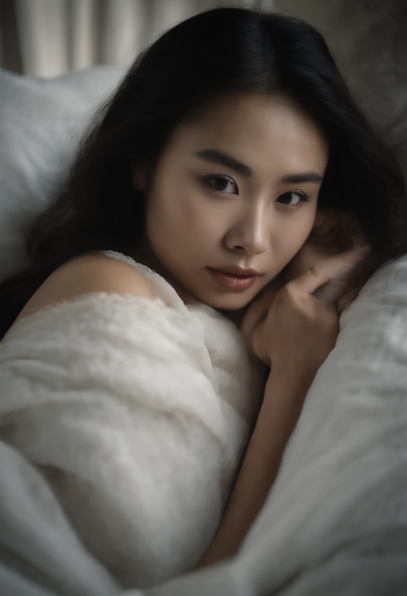 Asian girl mastubating naked in bed