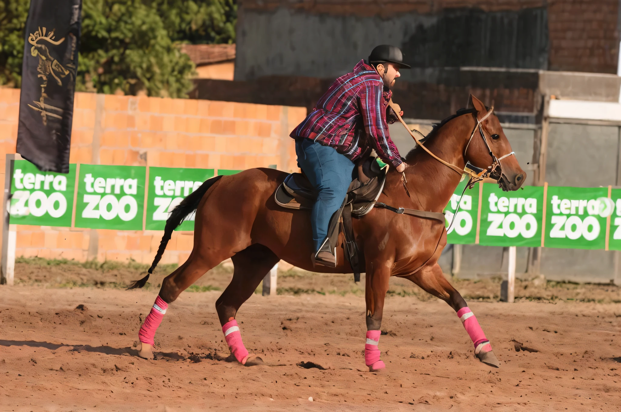 There's a man riding a horse in a dirt field, 👰 🏇 ❌ 🍃, Malika Favre, andrea rocha, andar a cavalo, 🤠 usando um 🖥, Directed by: Felipe Seade, horseback riding, Edon Guraziu, em uma arena, icaro carvalho, Directed by: Fernando Gerassi, vaqueiro, Directed by: Caro Niederer