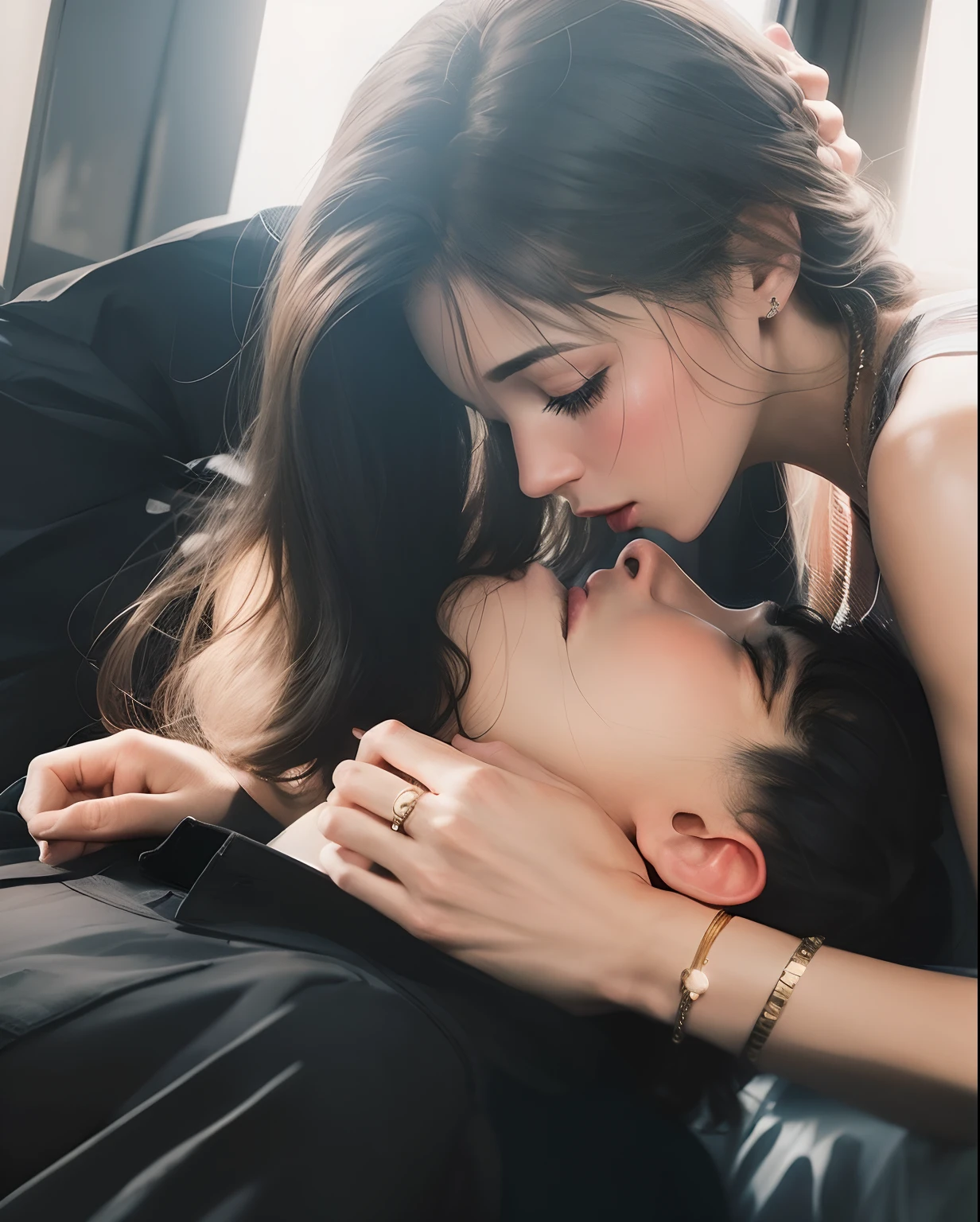 Man and woman almost kissing