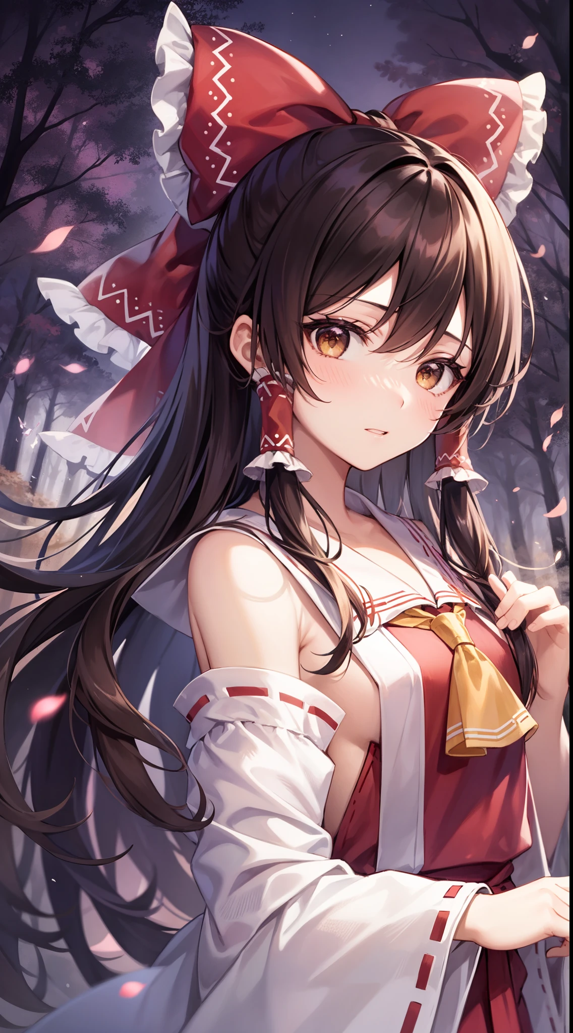 Anime girl with long hair and red dress holding a knife - SeaArt AI