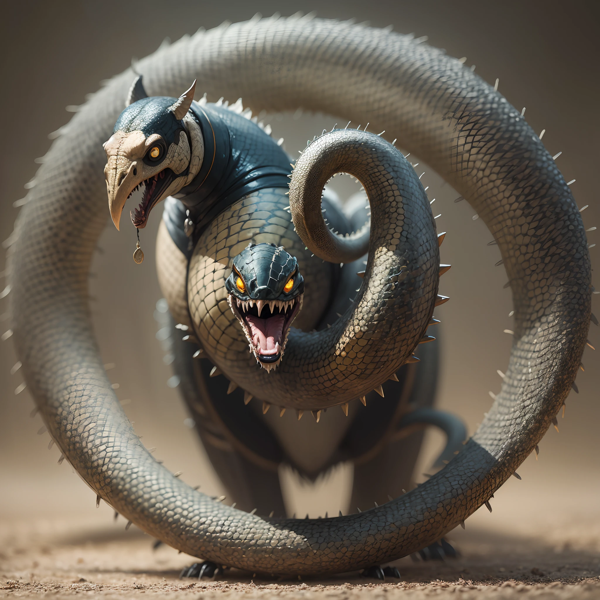 A very dynamic scene. The fantastic world of Hieronymus Bosch with flying friendly huge mechanical snakes. close-up. super realistic. cinematic. Blurred background in motion. light haze , -neg low quality, low resolution, -fps 24 -camera zoom in, -gs 13 -m 3 --auto --s2