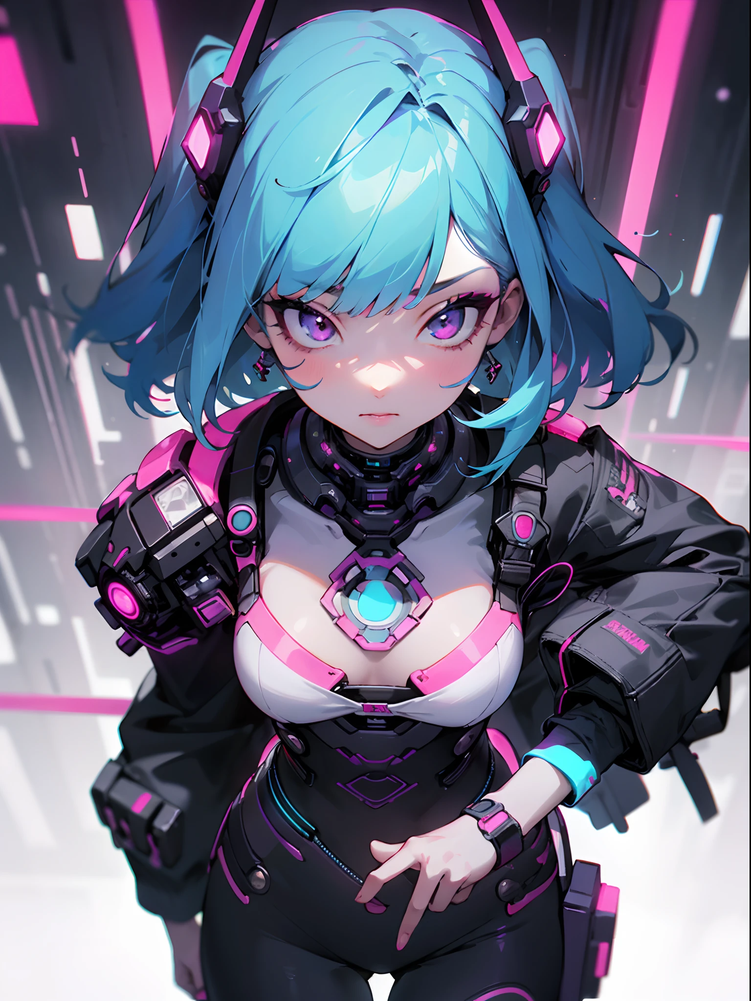 engine unreal:1.4,CG K Ultra realisitic, realisitic:1.4, texture skin:1.4, Work 1 Girl, railgun, box, See your viewers, dynamic pose, soprar, ammunition belt, mitts, Large breasts that are not disproportionate, fot , very detailled:1.4, More Detailed, optical mixing, playful pattern, Animated textures, Unique Visual Effects, またはサイバーパンクな黄Farbe, red pantyhose, 黄Farbeの革のミニスカート, work of art, ((Farbe, Cyan, Unripe, Pink, 茶Farbe: 1.2)), 8K realisitic Digital Art)), 32 mil