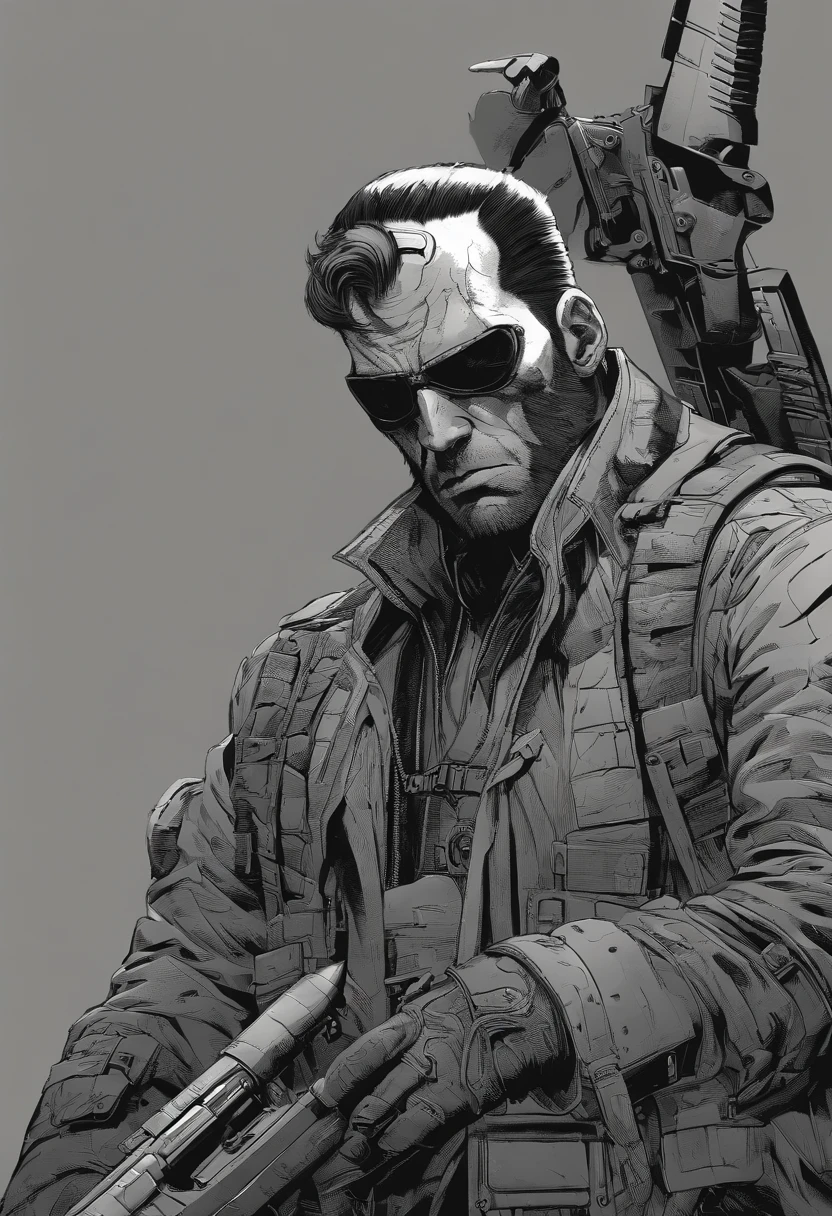 photorealistic, highly detailed, Stunning Sci-Fi portrait of Harrison ford holding a gun and dressed brown Trench Coat with a tie from blade runner, octane render, epic ambiant light, very dark lighting