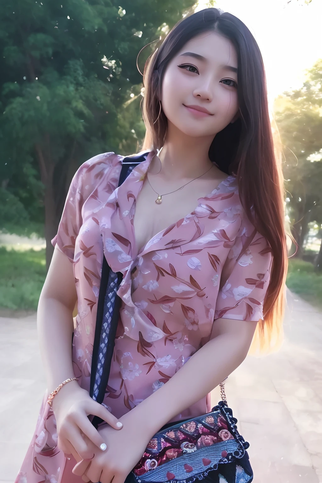 a close up of a woman in a dress holding a purse, nivanh chanthara, anime thai girl, asian girl, a cute young woman, young and cute girl, lovely woman, a young asian woman, very beautiful girl, attractive girl, young asian girl, beautiful pretty young, cute young woman, lovely smile, 18 years old, an asian woman