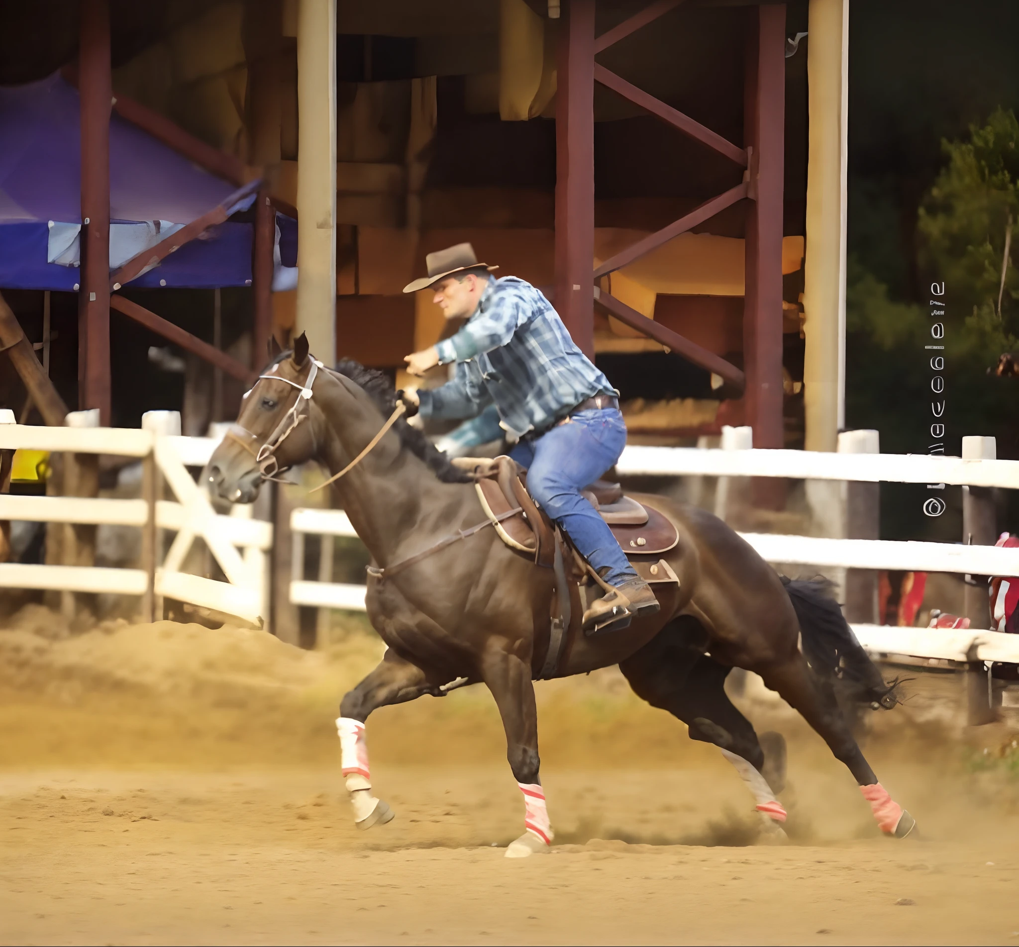 There is a man on a horse in a dirt arena, BoJack Horseman na vida real, 👰 🏇 ❌ 🍃, montando um cavalo preto, Brock Lesnar gordinho montado em um cavalo, vaqueiro, horseback riding, Cowboy shooting wearing cap, Cowboy ocidental, andar a cavalo. Oil painting with high resolution