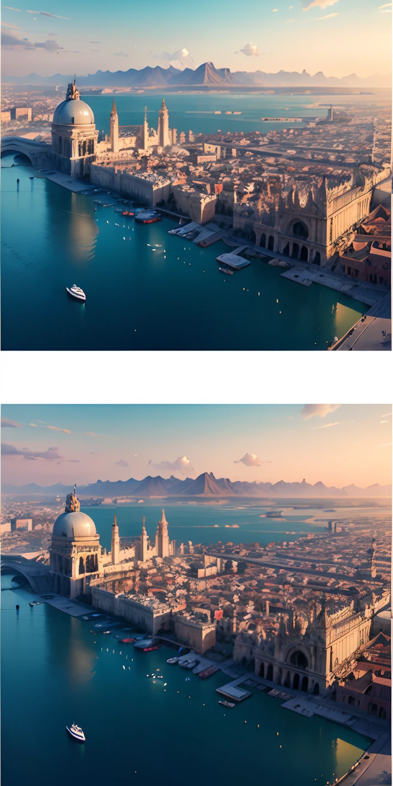 realisticlying、The big picture of the Venetian metropolis, Depiction from the top of a distant hill、View from even further afield、zoomout