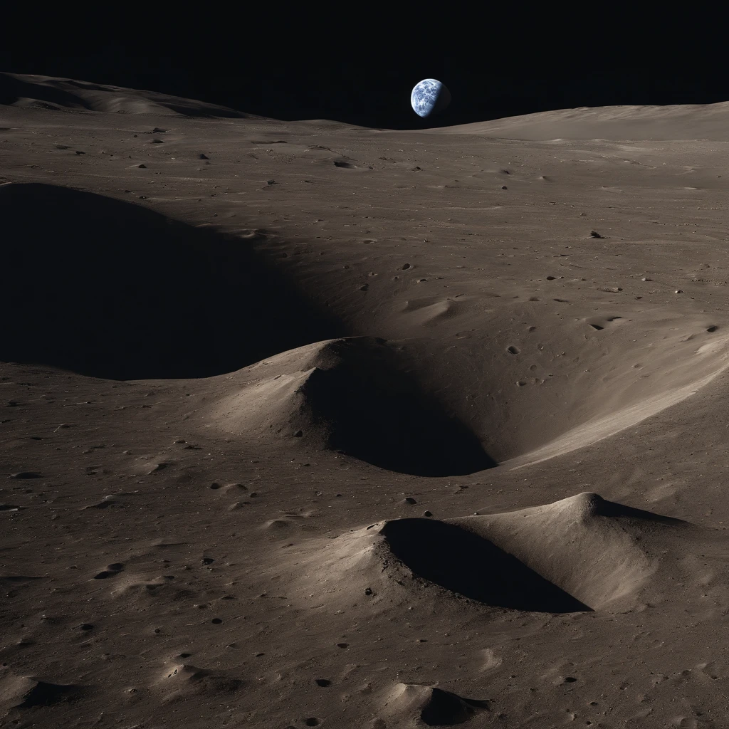 Master Parts、Superior Quality、superior image quality、The 8k quality、Beautiful pictures of the starry sky、magnifica、Arched Milky Way:1.25、Alafed view of Earth from the lunar surface:1.25, Lunar surface, space photo, on the moon, moon background, moon background, on the moon, Lunar soil, space photo, moonscape, Focus on the Moon, On Moon, Numerous craters, Seeing the Earth from the surface of the moon:1.9, big earth in the sky:1.9, Dark Blue Universe:1.9