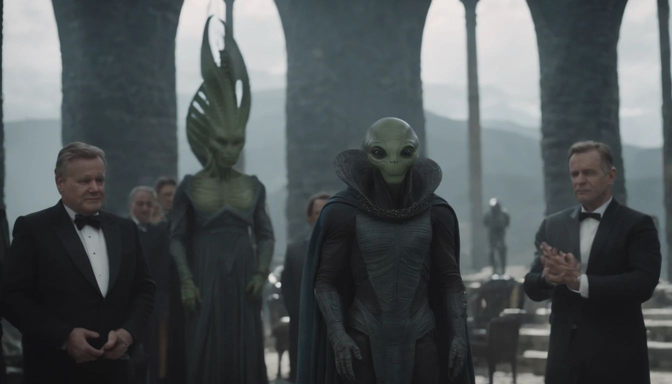 alien politic leaders, meeting, discuss, big castle hall, backgroud guardians