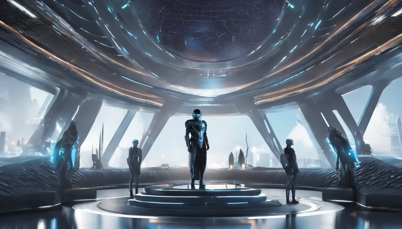 alien politic leaders, meeting, discuss, big castle hall, backgroud guardians