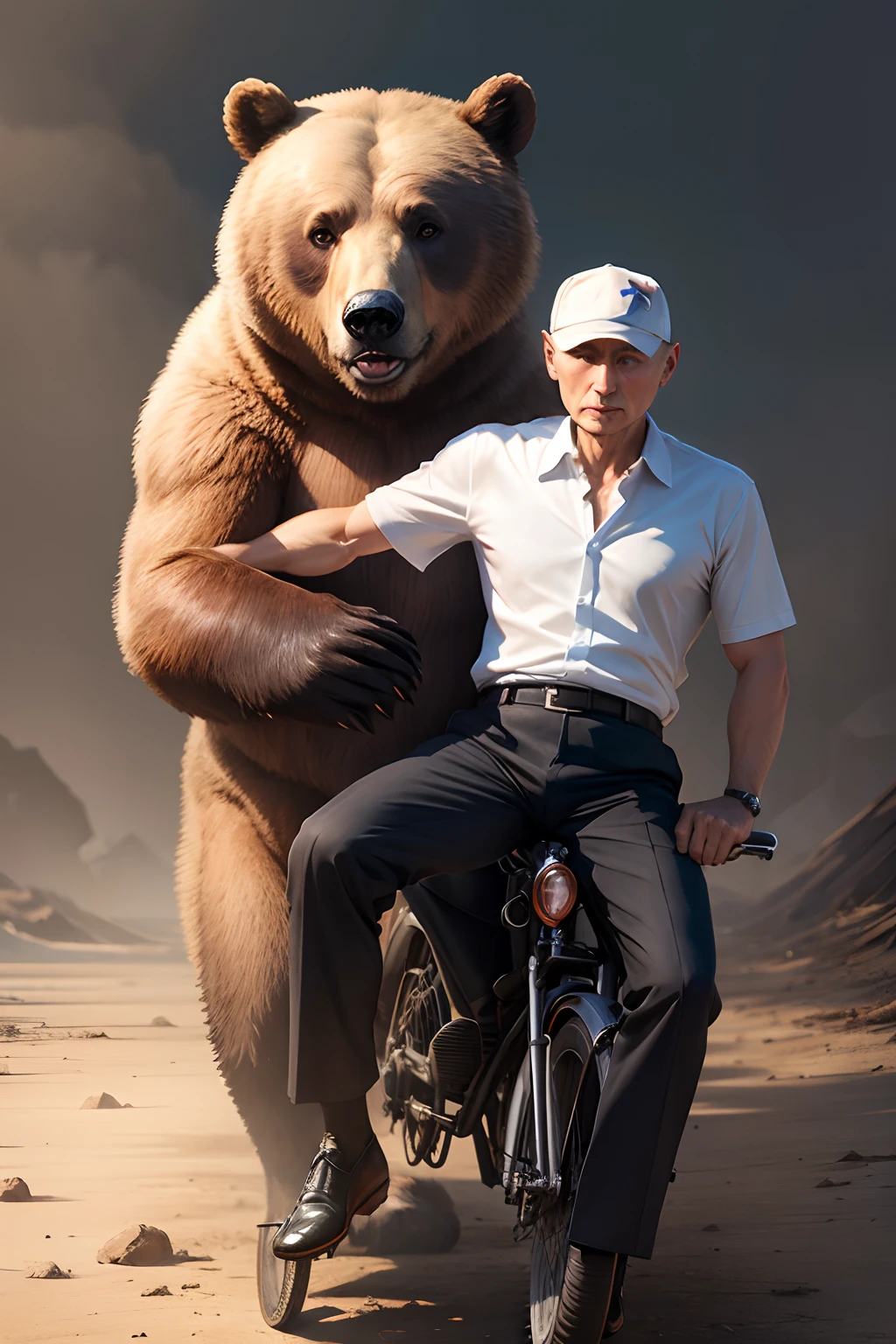 BEAR RIDING OLD VLADIMIR PUTIN SHORTLESS