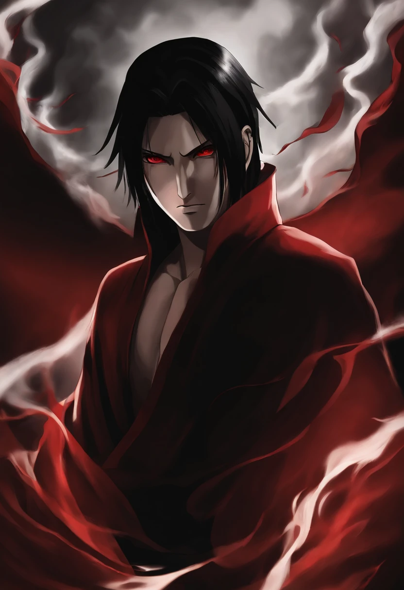 masterpiece,best quality,Game CG, vampire,emperor,Noble robes,1 boy,solo,Male focus,face tattoo,Looking at the audience,棕色Long hair,Red Eyes,Long hair,wear,Chinese clothing,