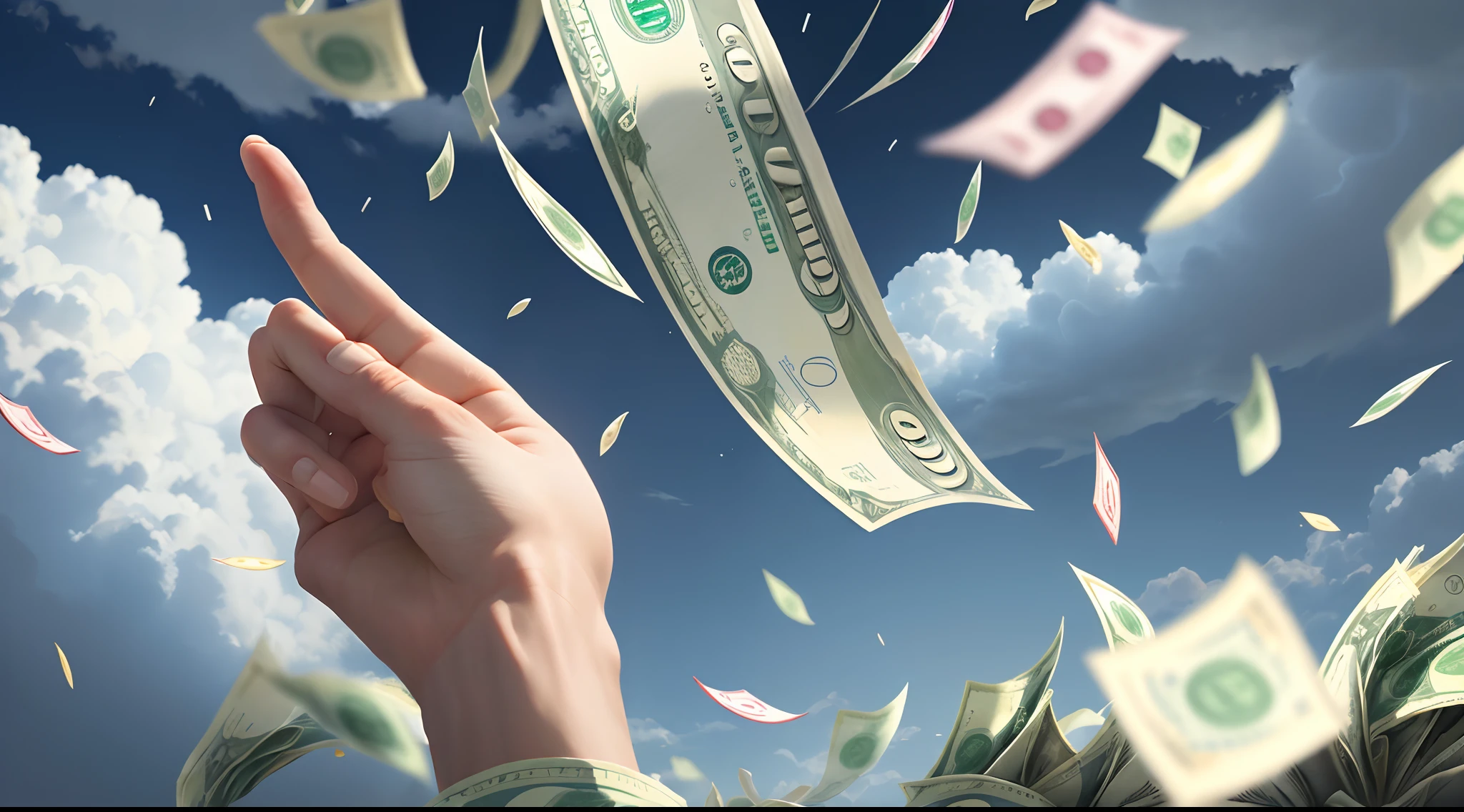 Image of money falling from the sky