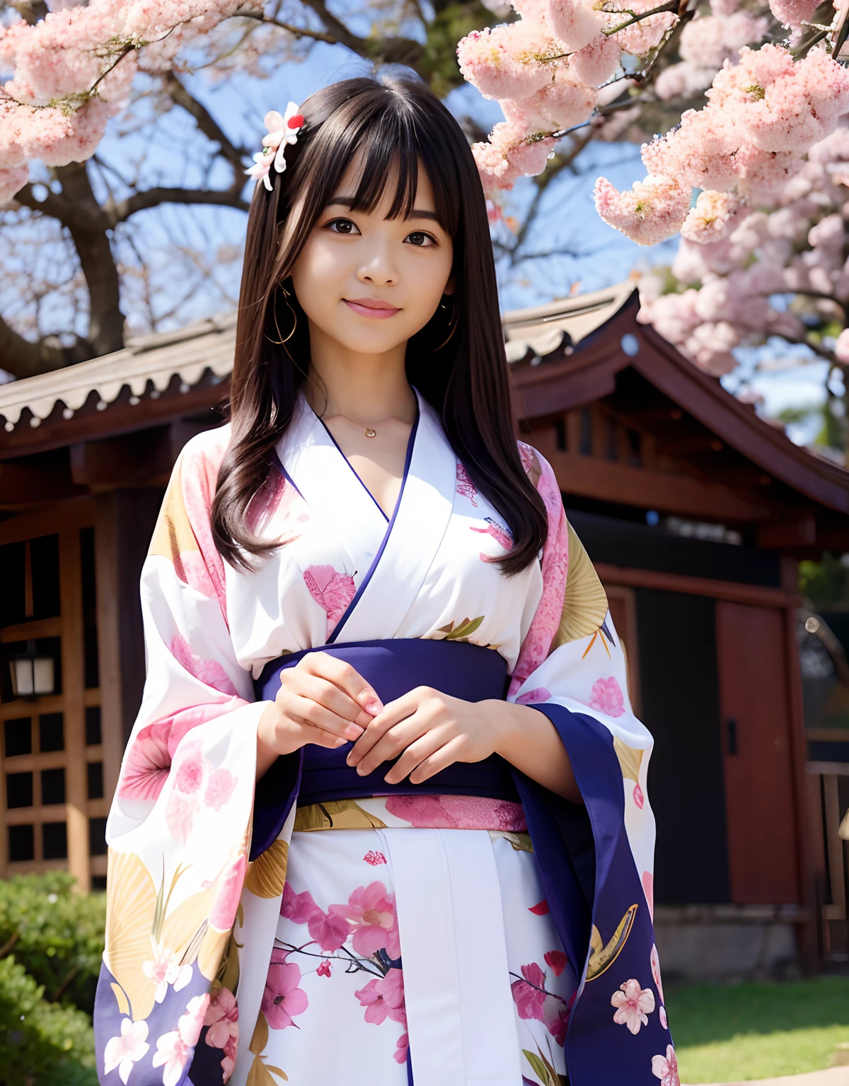 Very cute face like a 16-year-old idol、like々A 20-year-old woman with a cute face、Gentle and cute、A kind smile、(((A cute, traditional Japanese long-sleeved pink yukata)))、(Japanese festivals)、(((Full body portrait)))、(((Her chest is exposed)))、((Cleavage))、((Detailed and careful depiction))、RAW Photos、Genuine、High resolution
