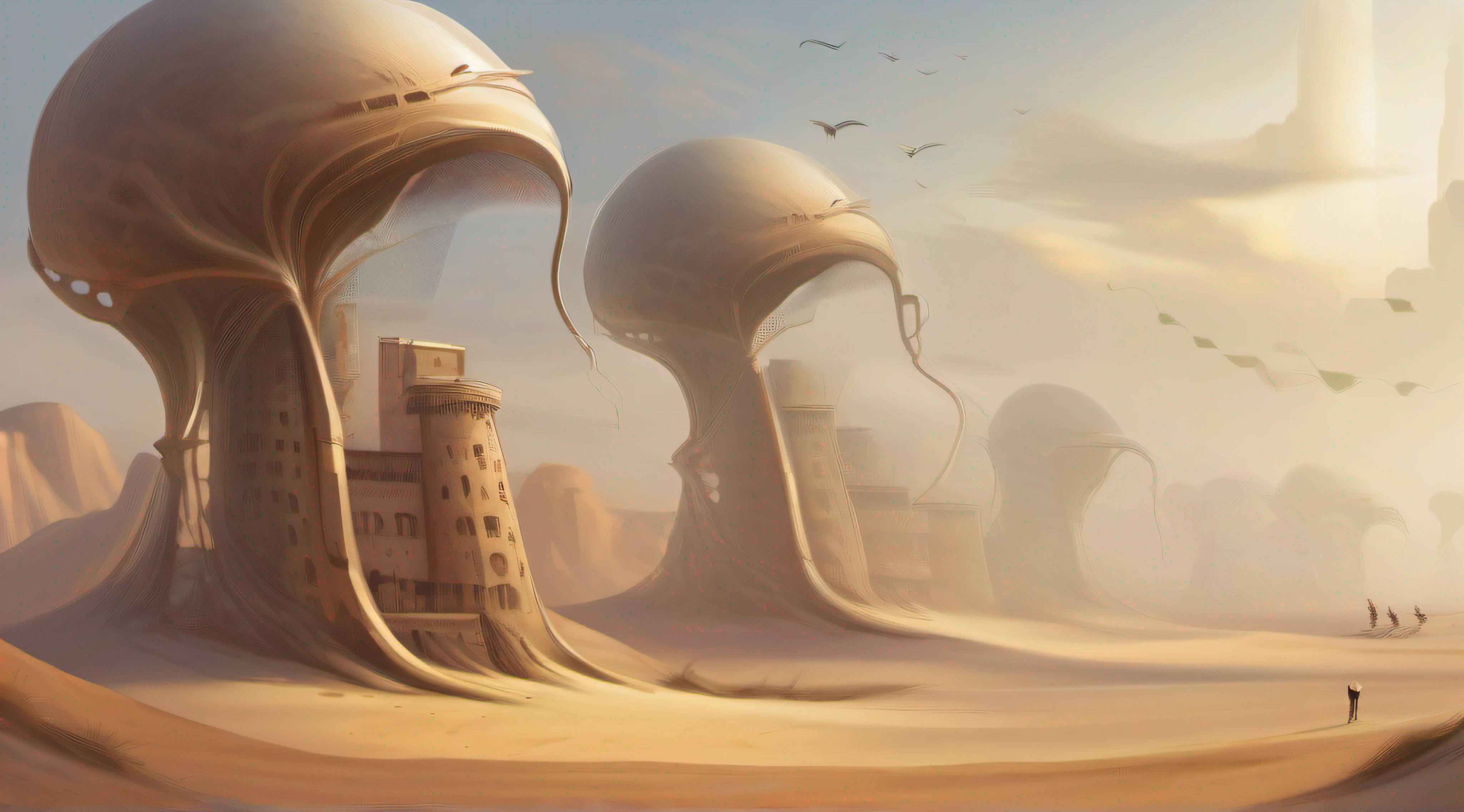 Venturia is a windy, desert world, with giant dunes moving slowly across the surface.\nThe inhabitants of Venturia developed mobile cities on the shores of the dunes to escape the sandstorms