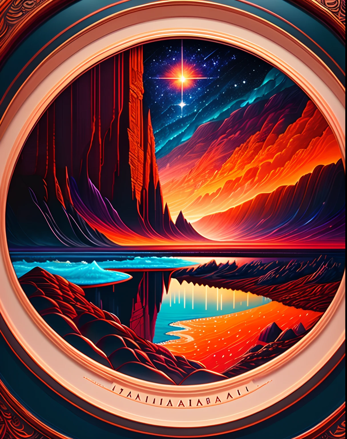 A beautiful earth filled with water and lava, intricate, masterpiece, expert, insanely detailed, 4k, composition, framing, centered, symmetry, painted, intricate, volumetric lighting, beautiful, rich deep colors masterpiece, sharp focus, ultra detailed, in the style of dan mumford and marc simonetti, astrophotography