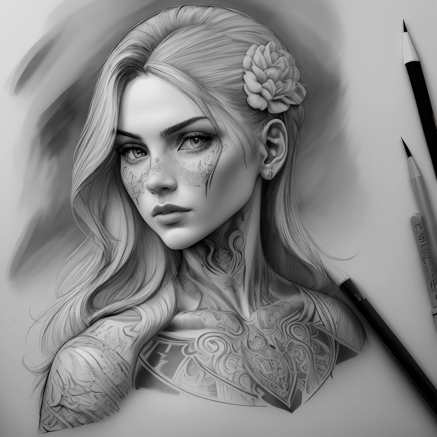 Black gray drawing realism tattoo