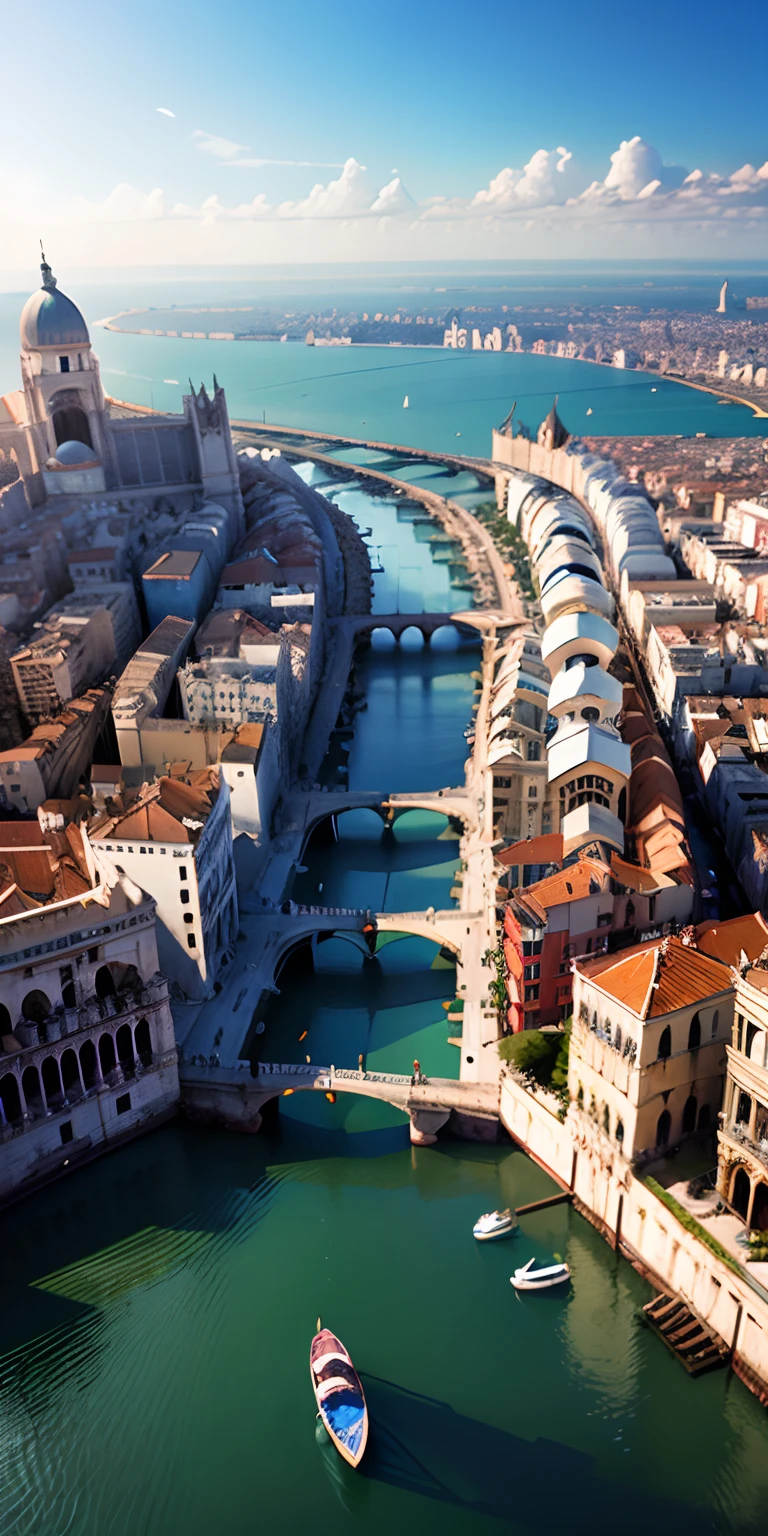 realisticlying、The big picture of the Venetian metropolis, Depiction from the top of a distant hill、Crystal clear views from even further afield