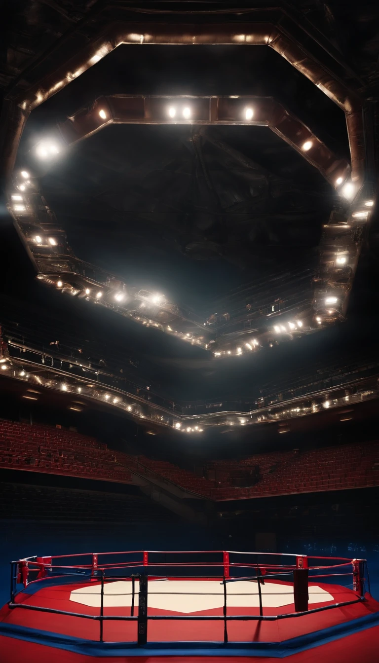 inside the fighting ring, empty ring, view only of the octagon