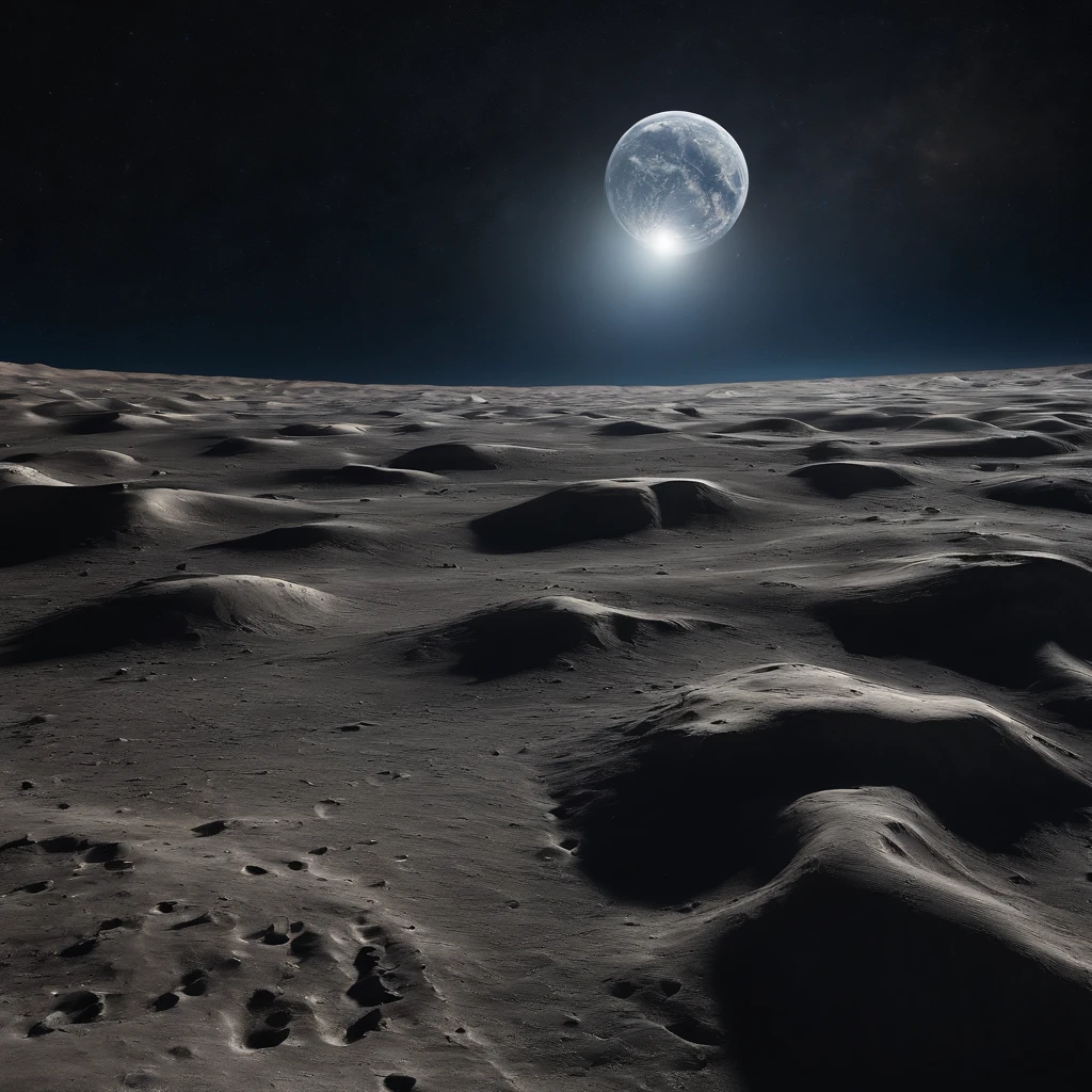 Master Parts、Superior Quality、superior image quality、The 8k quality、Beautiful pictures of the starry sky、magnifica、Arched Milky Way:1.25、Alafed view of Earth from the lunar surface:1.25, Lunar surface, space photo, on the moon, moon background, moon background, on the moon, Lunar soil, space photo, moonscape, Focus on the Moon, On Moon, Numerous craters, Seeing the Earth from the surface of the moon:1.9, big earth in the sky:1.9, Dark Blue Universe:1.9