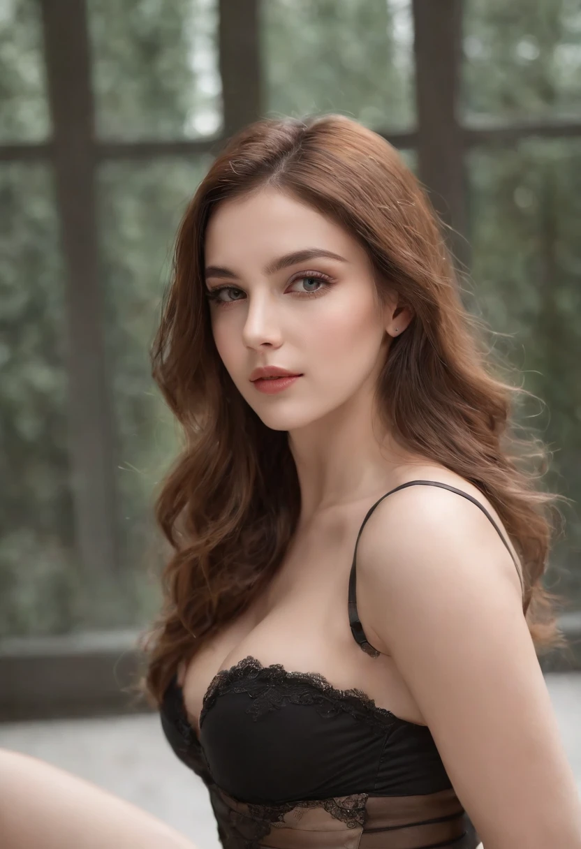 Night, Raw photography, (((Very beautiful portrait))), (((lace bra:1.3)) (((Very beautiful portrait))), 1 girl, Sexy 25 year old girl, ((Shortcut Natural Black Hair)), [Blue eyes], Gentle smile staring at the camera (cleavage), ((masterpiece, Best Quality, Ultra Detail, Cinematic lights, intricate detailes, High Definition, 8K, Very detailed)), Detail Background, 8K UHD, Digital SLR, Soft lighting, High quality, Film grain, FujifilmXT3, Shallow depth of field, Natural light, Perfect face,skinny legs,