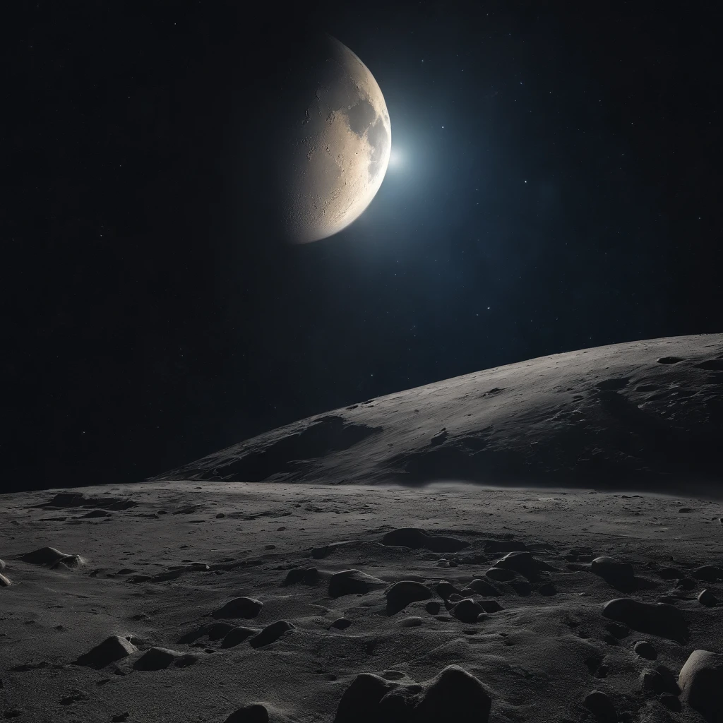 Master Parts、Superior Quality、superior image quality、The 8k quality、Beautiful pictures of the starry sky、magnifica、Arched Milky Way:1.9、Alafed view of Earth from the lunar surface:1.25, Lunar surface, space photo, on the moon, moon background, moon background, on the moon, Lunar soil, space photo, moonscape, Focus on the Moon, On Moon, Numerous craters, Seeing the Earth from the surface of the moon:1.9, big earth in the sky:1.9, Dark Blue Universe:1.9, Dome City:1.9
