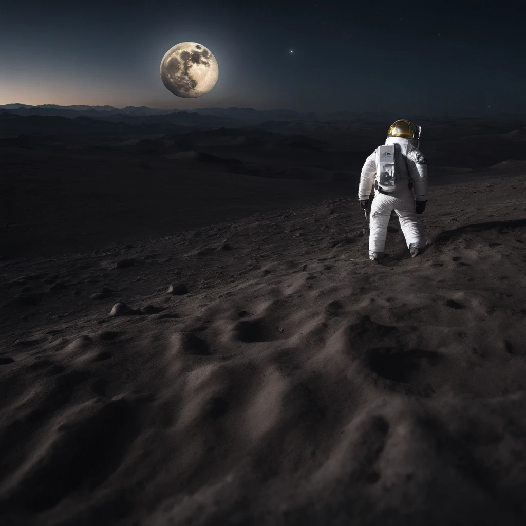 Master Parts、Superior Quality、superior image quality、The 8k quality、Beautiful pictures of the starry sky、magnifica、Arched Milky Way:1.9、Alafed view of Earth from the lunar surface:1.25, Lunar surface, space photo, on the moon, moon background, moon background, on the moon, Lunar soil, space photo, moonscape, Focus on the Moon, On Moon, Numerous craters, Seeing the Earth from the surface of the moon:1.9, big earth in the sky:1.9, Dark Blue Universe:1.9, Dome City:1.9