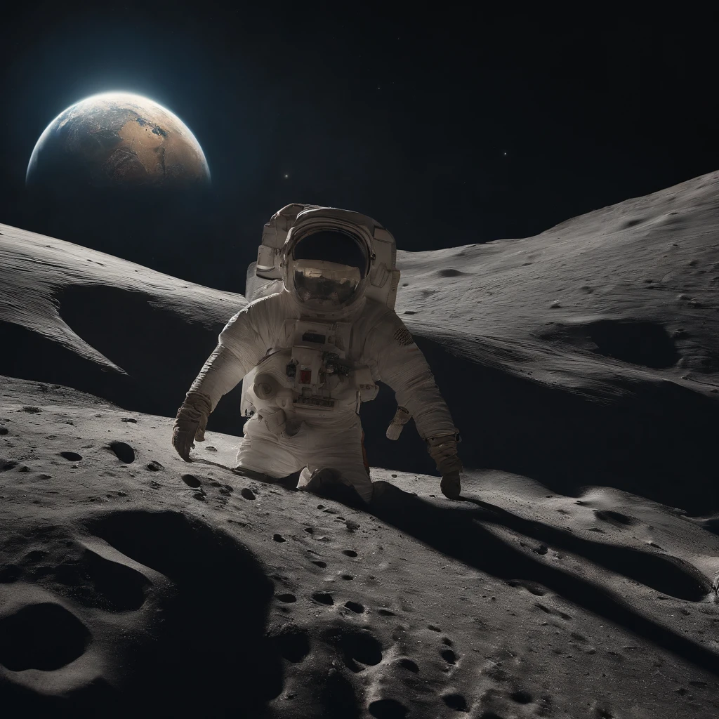 Master Parts、Superior Quality、superior image quality、The 8k quality、Beautiful pictures of the starry sky、magnifica、Arched Milky Way:1.9、Alafed view of Earth from the lunar surface:1.25, Lunar surface, space photo, on the moon, moon background, moon background, on the moon, Lunar soil, space photo, moonscape, Focus on the Moon, On Moon, Numerous craters, Seeing the Earth from the surface of the moon:1.9, big earth in the sky:1.9, Dark Blue Universe:1.9, Dome City:1.9