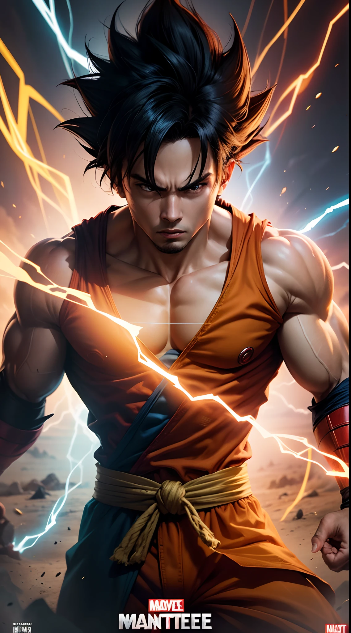 Realistic image of Goku with 4-star Dragon Ball.