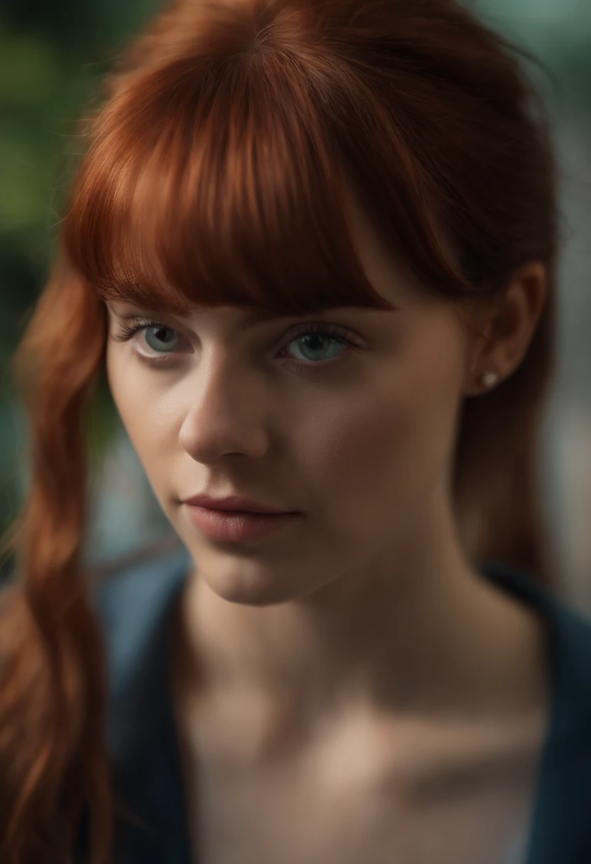 (Close-up, editorial photograph of a 21 year old woman), (highly detailed face:1.4) (smile:0.7) (background inside dark, moody, private study:1.3) POV, by lee jeffries, nikon d850, film stock photograph ,4 kodak portra 400 ,camera f1.6 lens ,rich colors, hyper realistic ,lifelike texture, dramatic lighting , cinestill 800, wavy hair, messy hair, short hair, commander Shepard haircut, Serious smirk, Red hair, Blue Eyes, freckles, White Skin, Halo Suit, Sci Fi, Cyberpunk, Futurism, Mass Effect, Astral Plane, European expressions, European woman, European skin, Athletic body