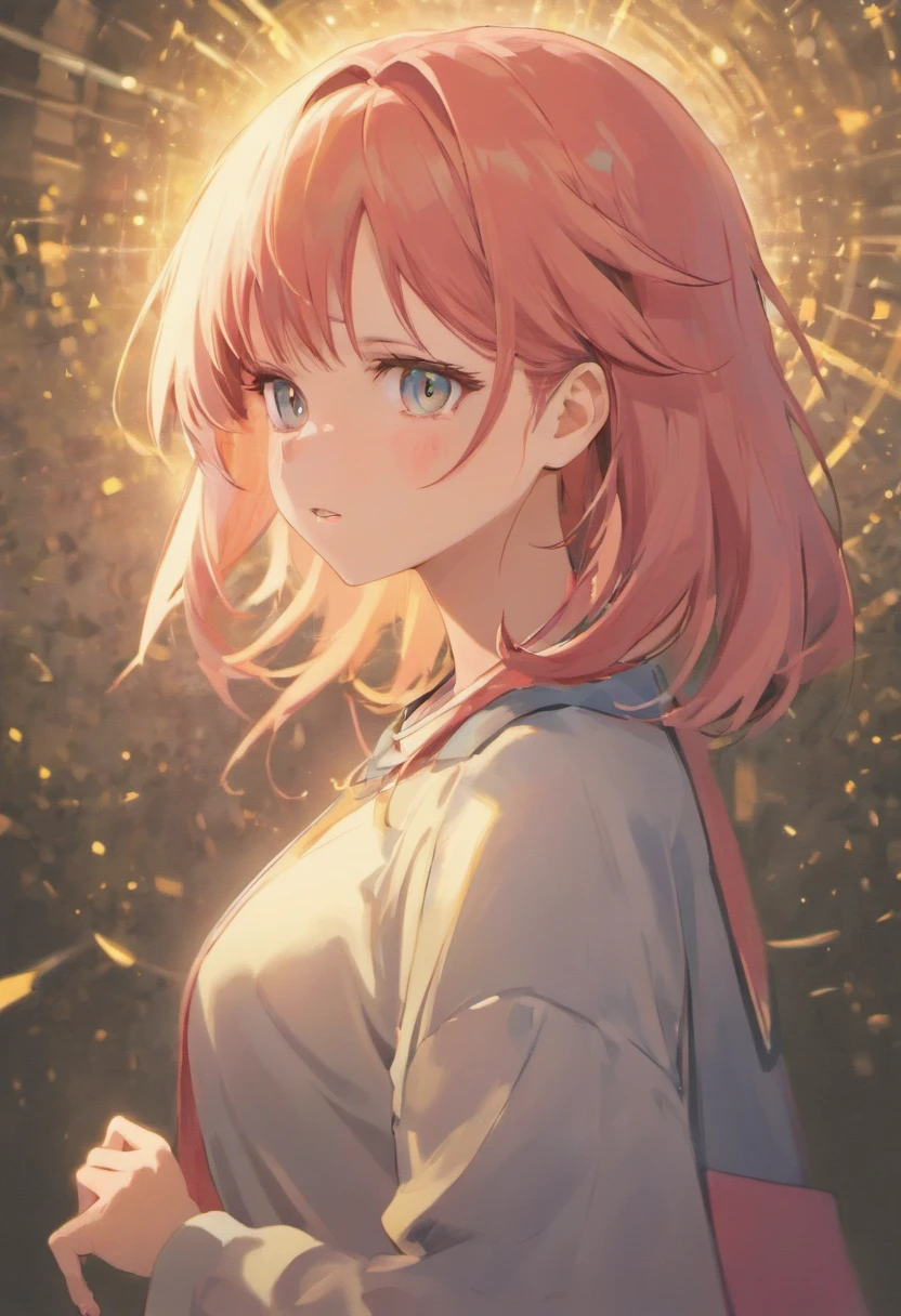 melhor qualidade, obra prima, uma imagem super realista, ultra detalhada, pele com textura realista, 4K分辨率, obro prima, fotografia profissional, Make a realistic image of a 20-year-old girl with straight red hair and bangs, de olhos verdes, bonita e rosto meigo, usando uma blusa branca justa ao corpo com casaco cardigam primavera outono na cor rosa chiclete por cima,