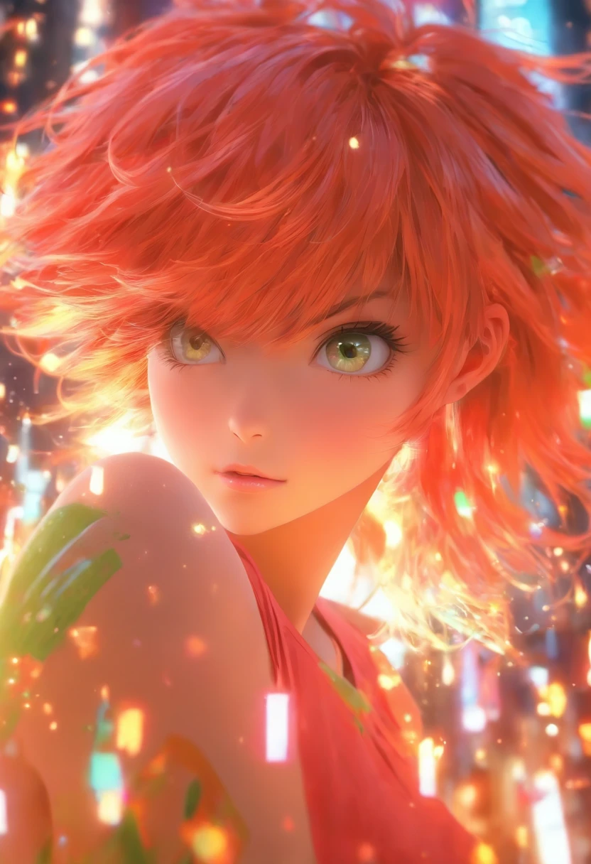 melhor qualidade, obra prima, uma imagem super realista, ultra detalhada, pele com textura realista, 4K分辨率, obro prima, fotografia profissional, Make a realistic image of a 20-year-old girl with straight red hair and bangs, de olhos verdes, bonita e rosto meigo, usando uma blusa branca justa ao corpo com casaco cardigam primavera outono na cor rosa chiclete por cima,