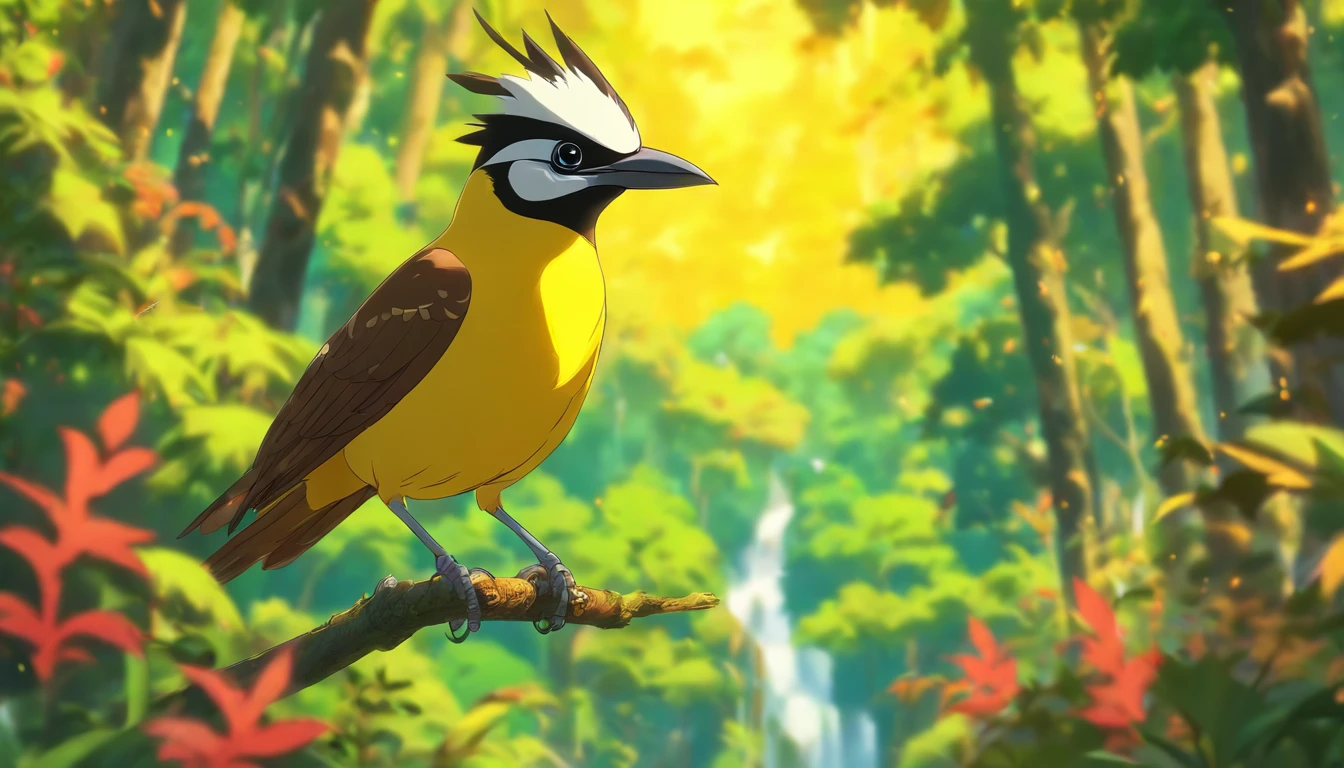 The Brave Great Kiskadee Against the Menacing Hawk
In a lush forest where tall trees touched the sky and streams sang gentle melodies, there lived a small great kiskadee bird named Valente. He was known for his bright yellow plumage and courageous heart.